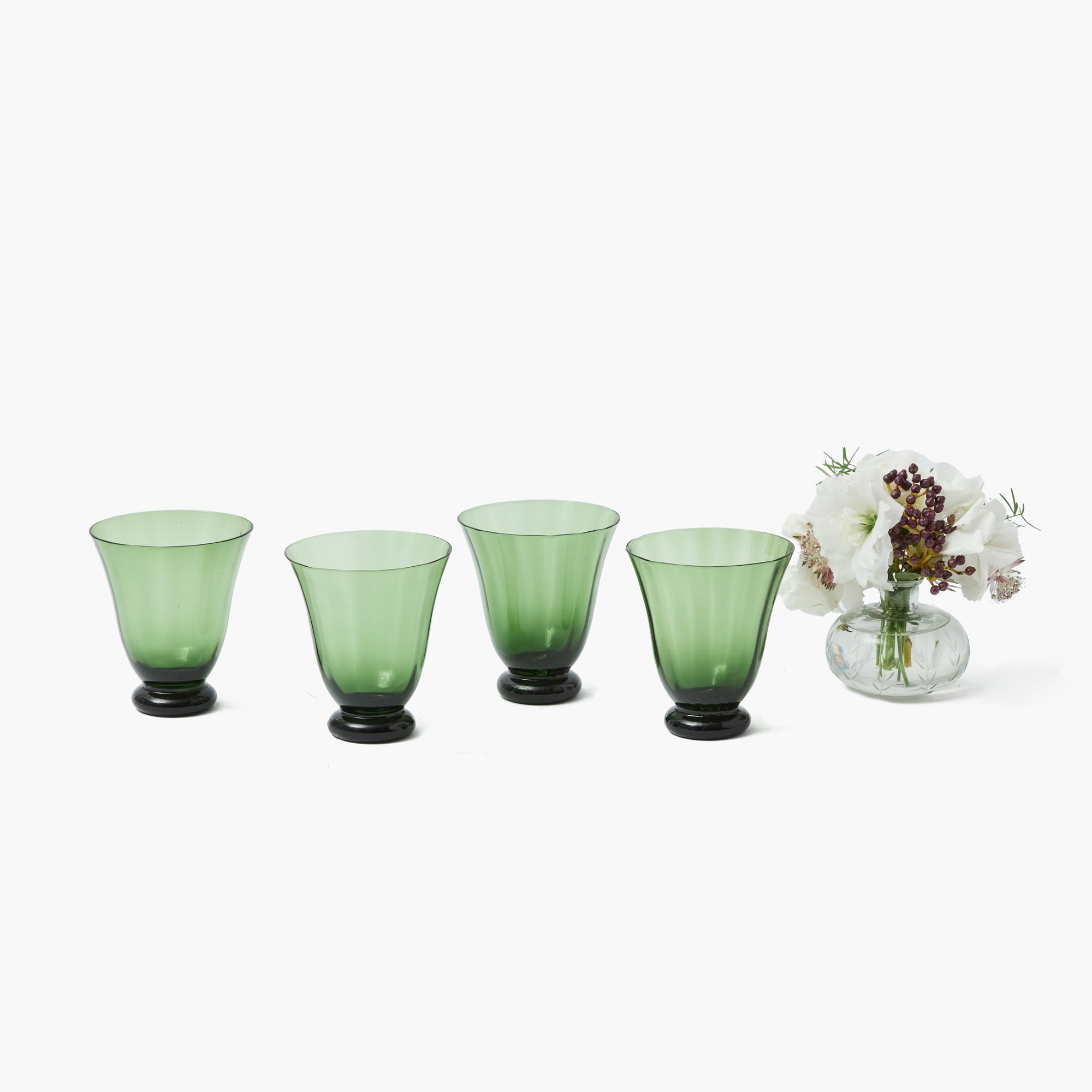 Moss Green Tulip Glasses (Set of 4)