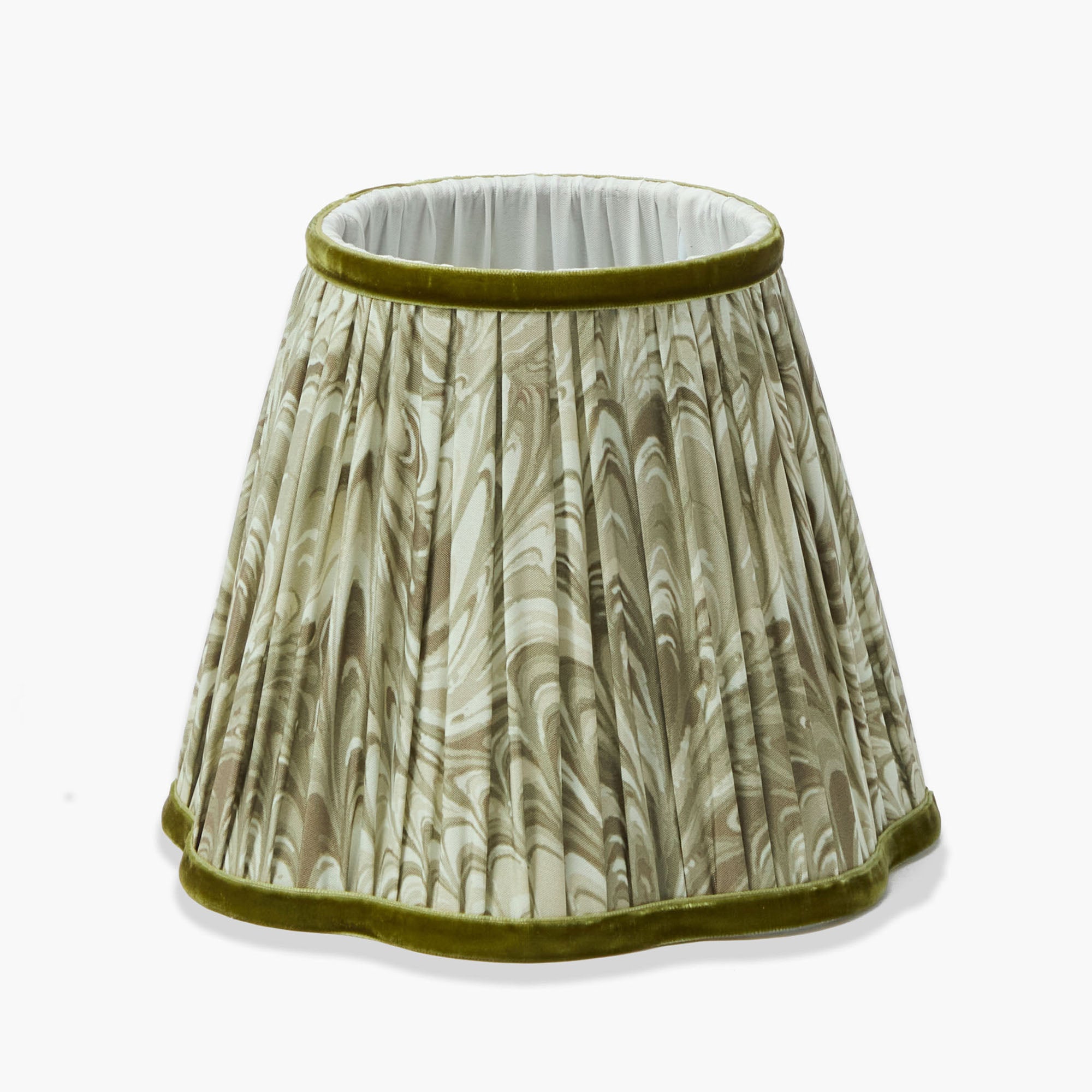 Rattan Ursula Rechargeable Lamp with Olive Marbled Shade (18cm)