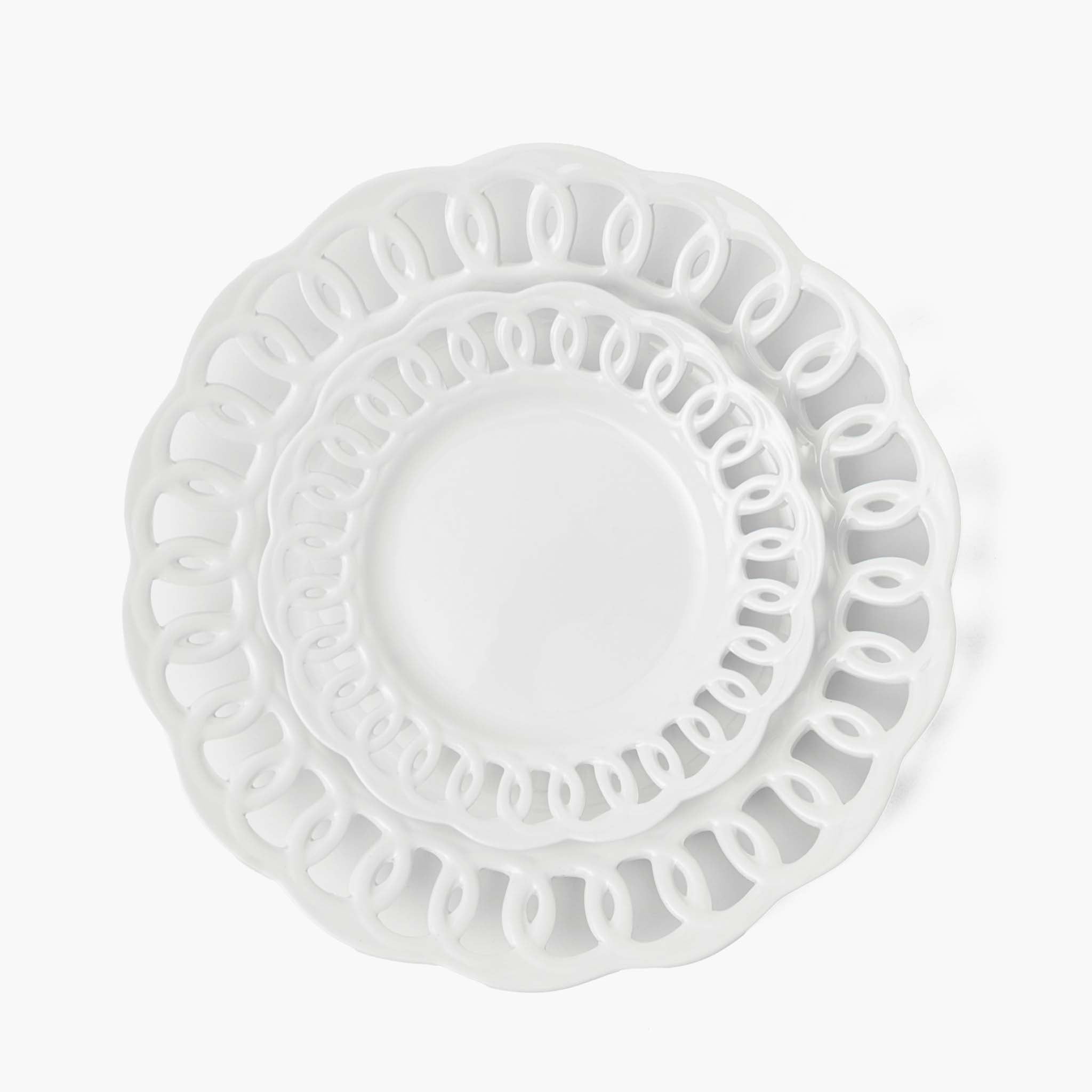 White Lace Dinner & Starter Plates (Set of 8)