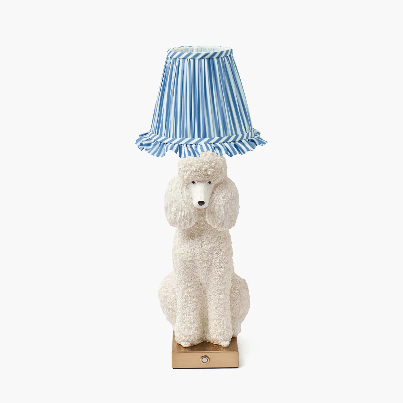 Fifi Poodle Rechargeable Lamp with Blue Striped Shade (18cm)