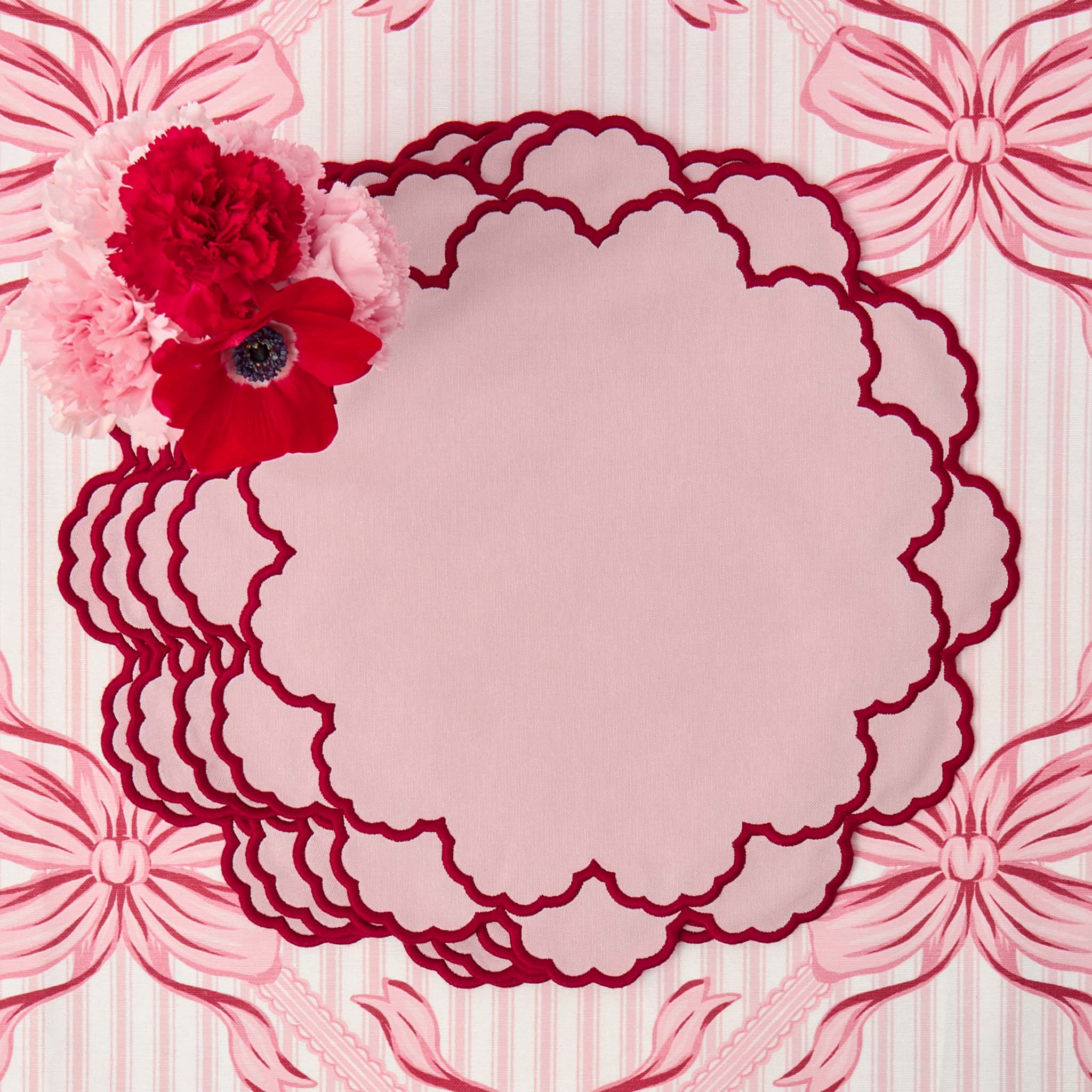Lily Pink & Red Placemats (Set of 4)