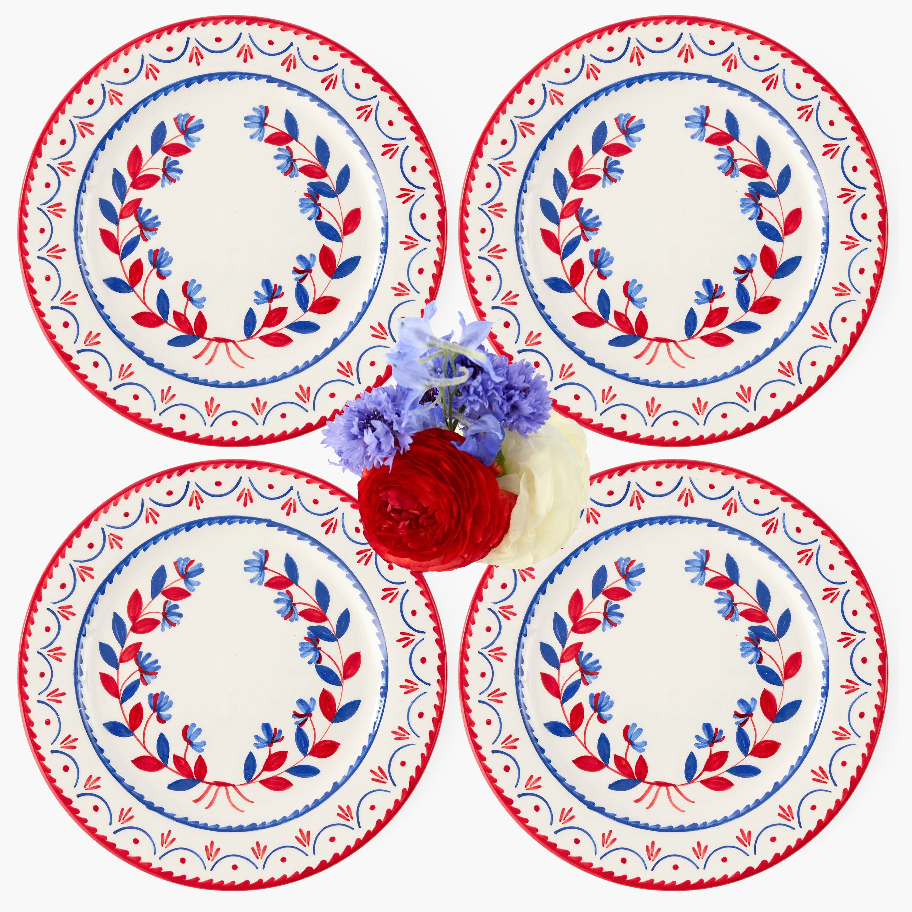 Blue & Red Josephine Dinner Plate (Set of 4)