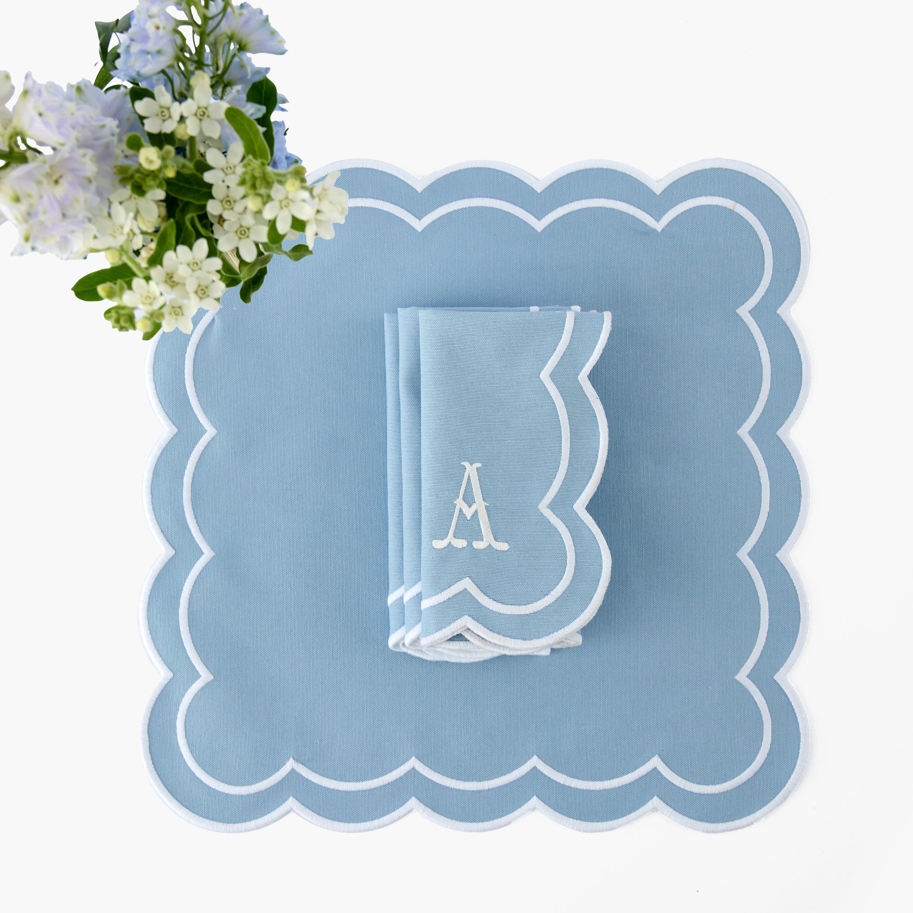 Serena Appliqué Blue Napkins (Set of 4)