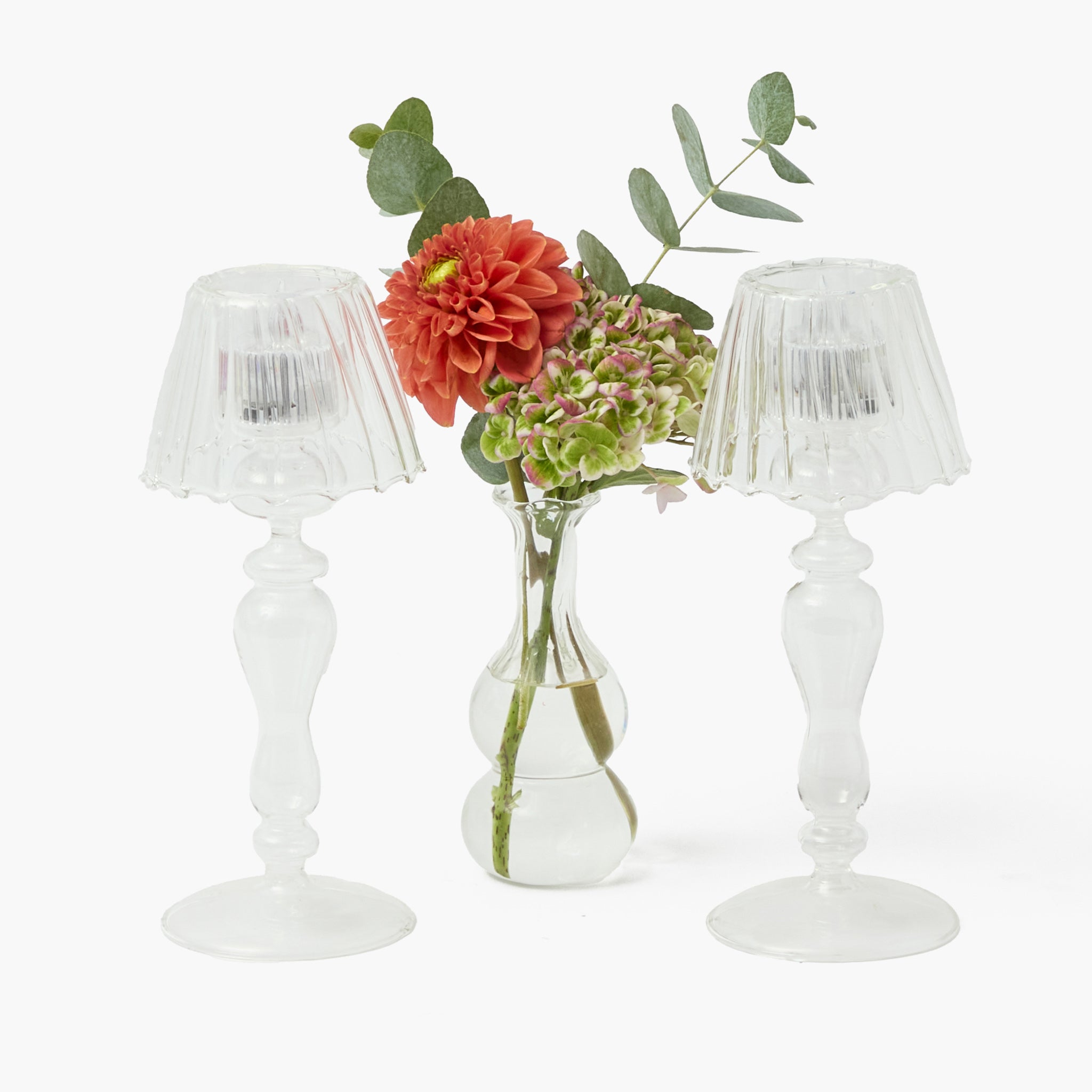 Glass Lantern Tea Light Holder (Pair) - 24cm