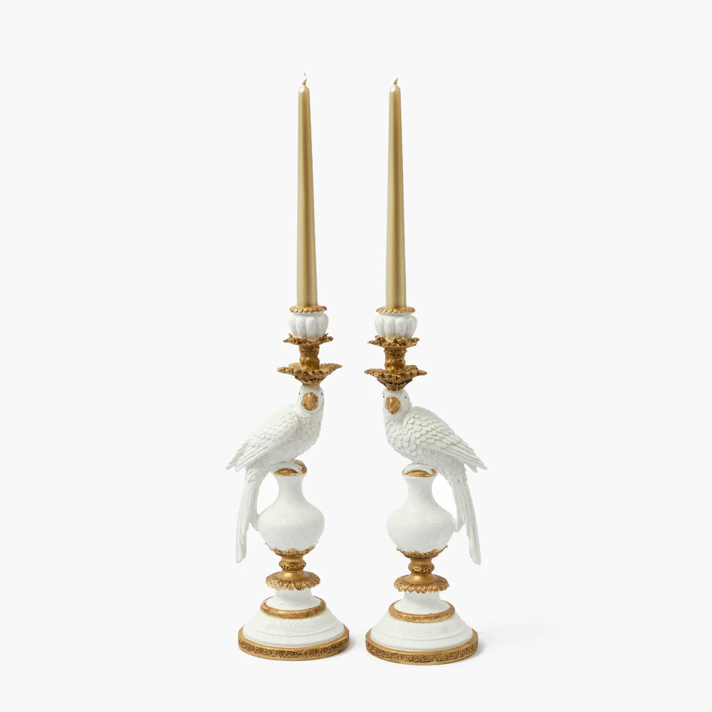 White Parrot Candle Holder (Pair)