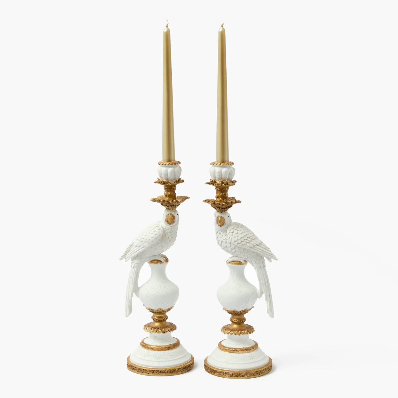 White Parrot Candle Holder (Pair)