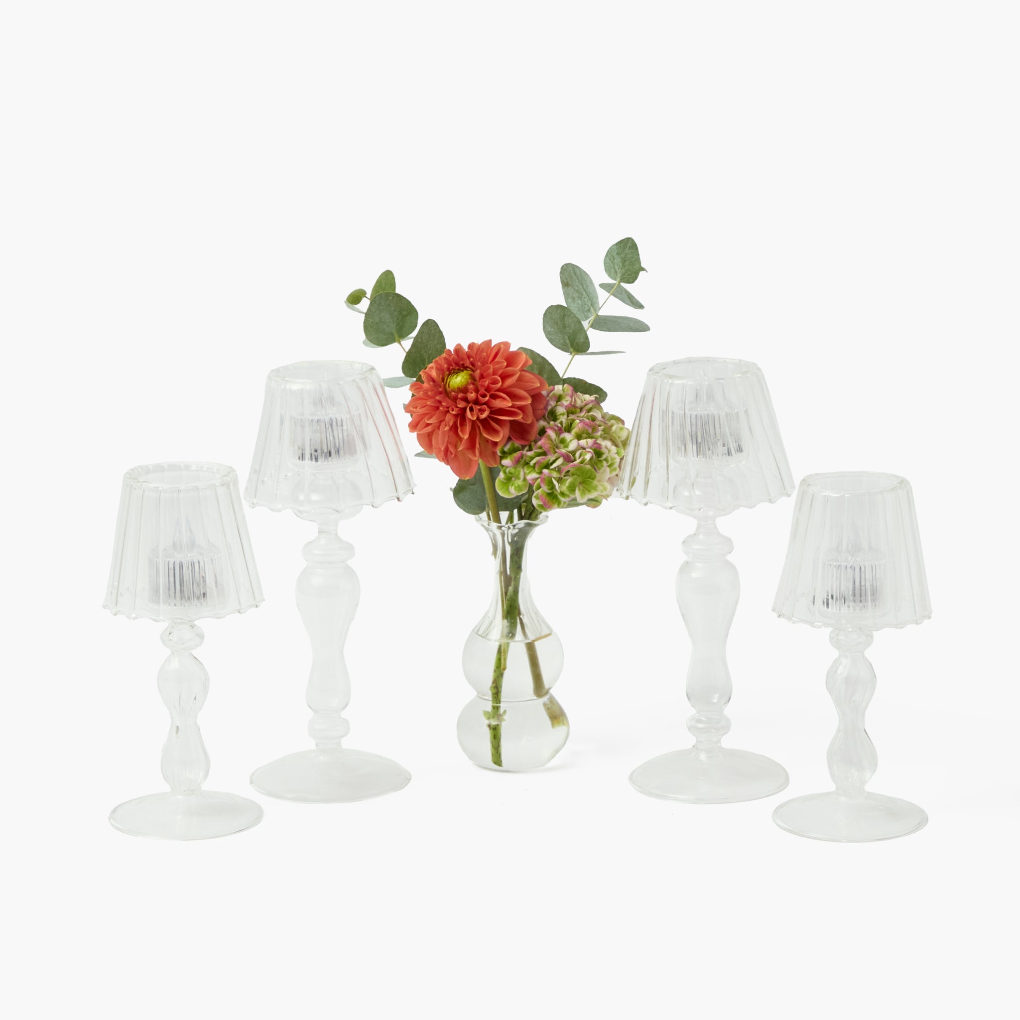 Glass Lantern Tea Light Holder Set