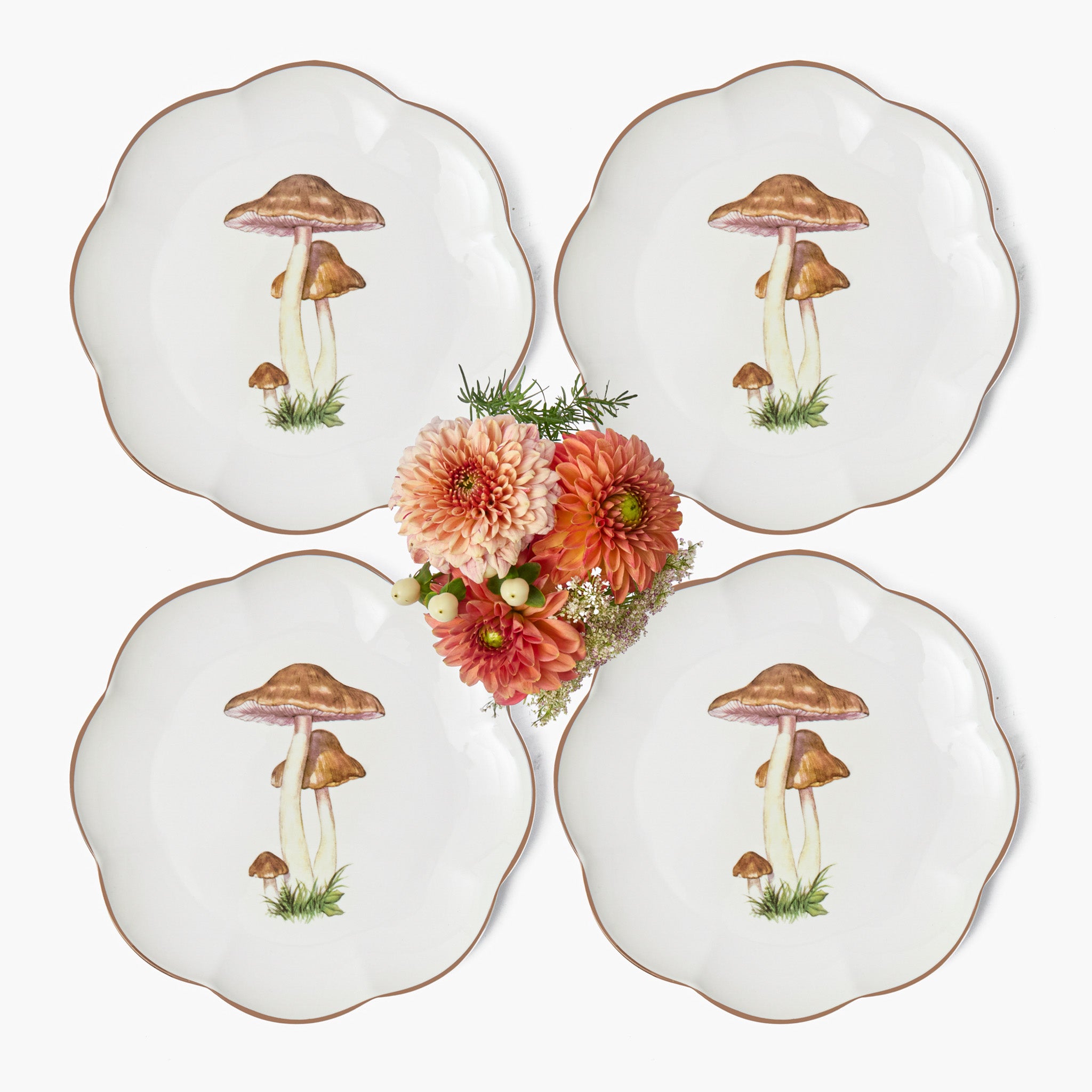 Scalloped Mushroom Dinner Plates (Set of 4)
