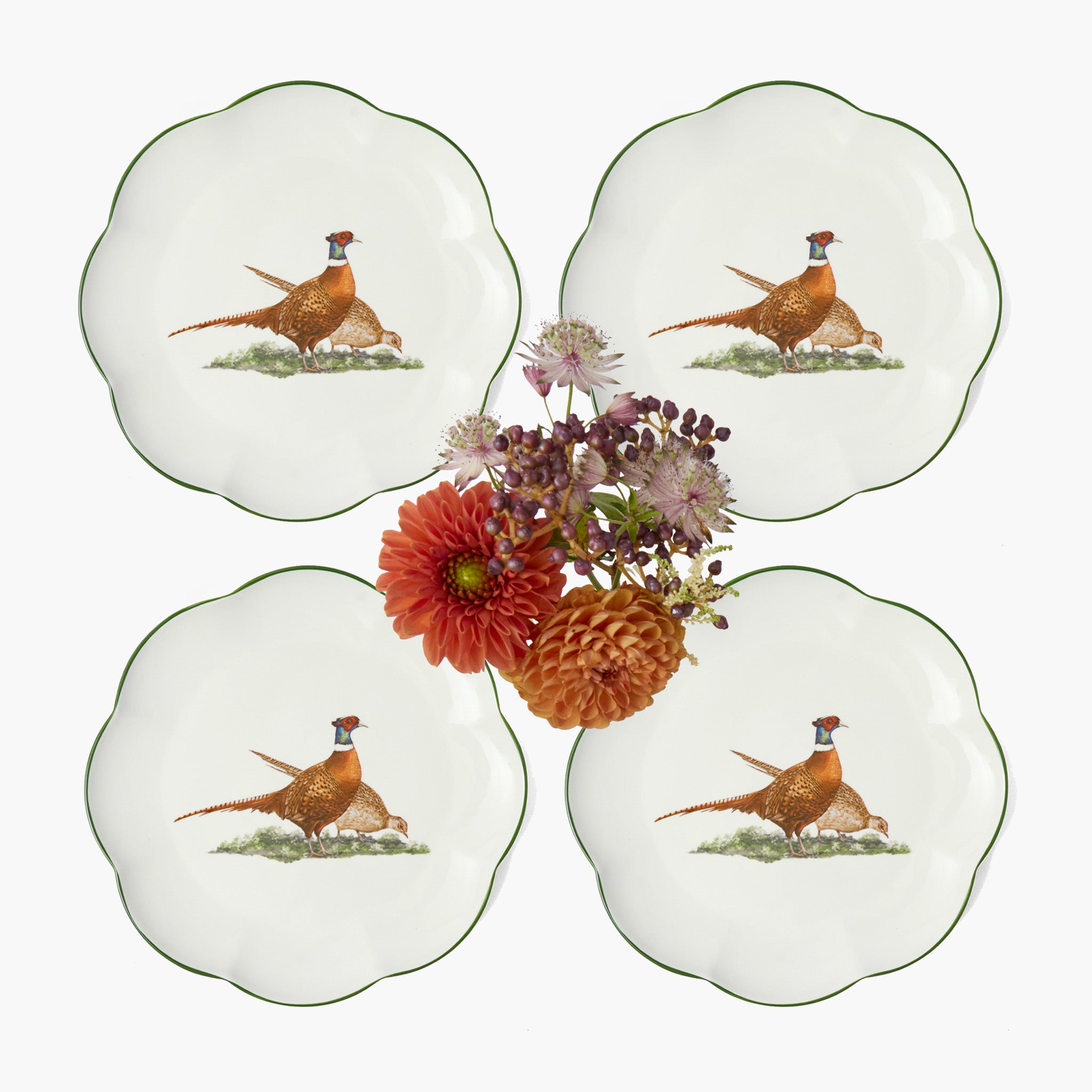 Scalloped Pheasant Starter Plates (Set of 4)