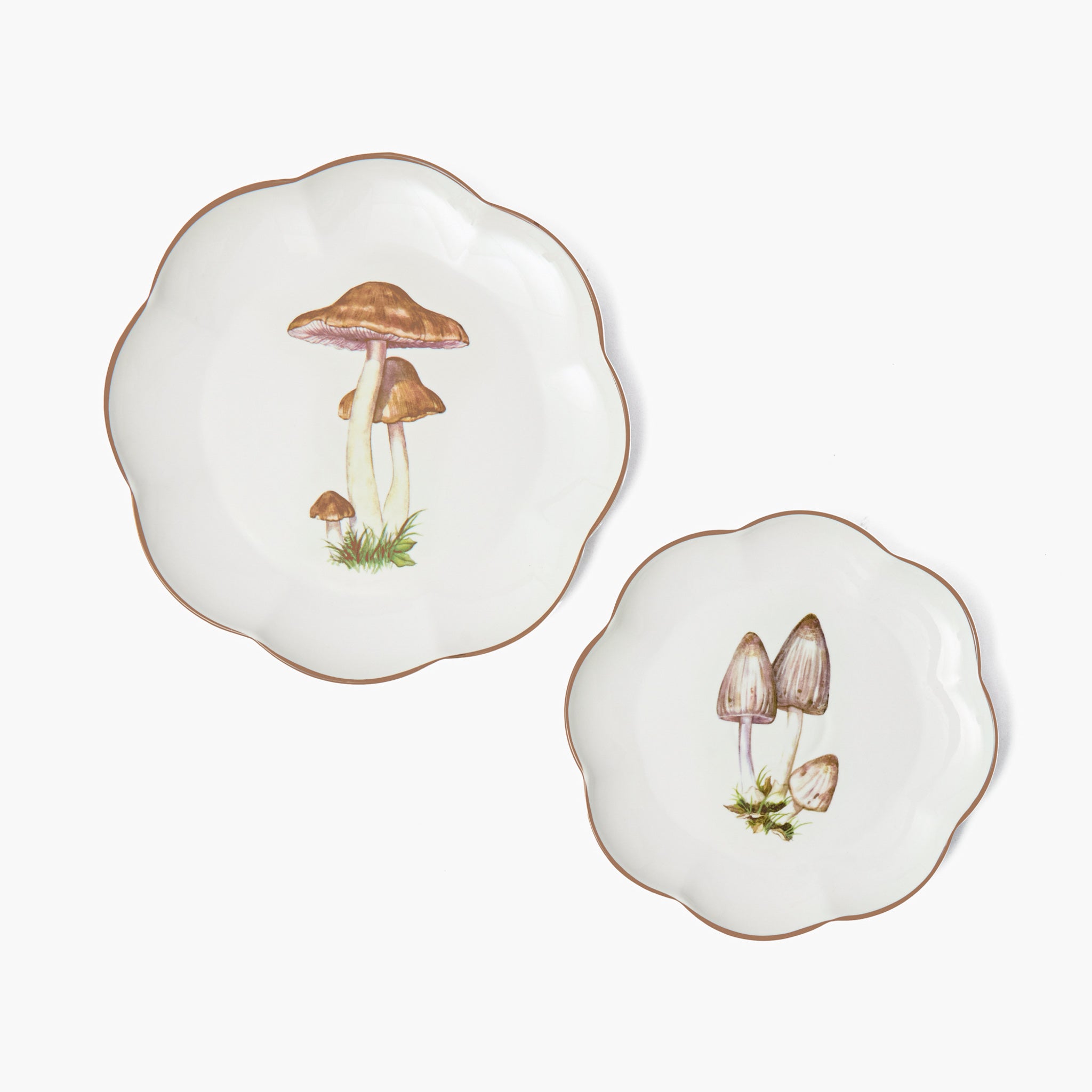 Scalloped Mushroom Dinner & Starter Plates (Set of 8)