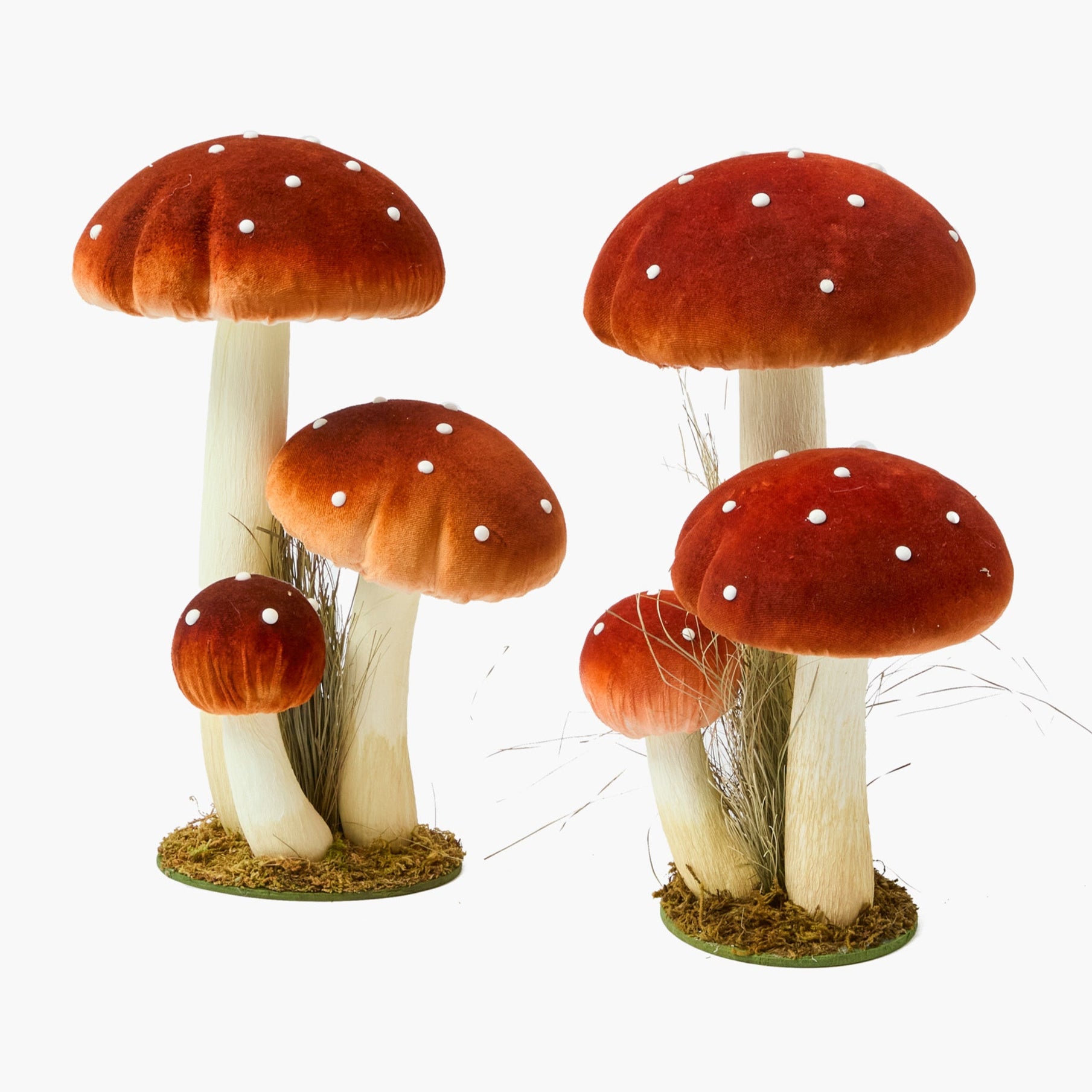 Large Orange Spotted Mushroom (Pair)