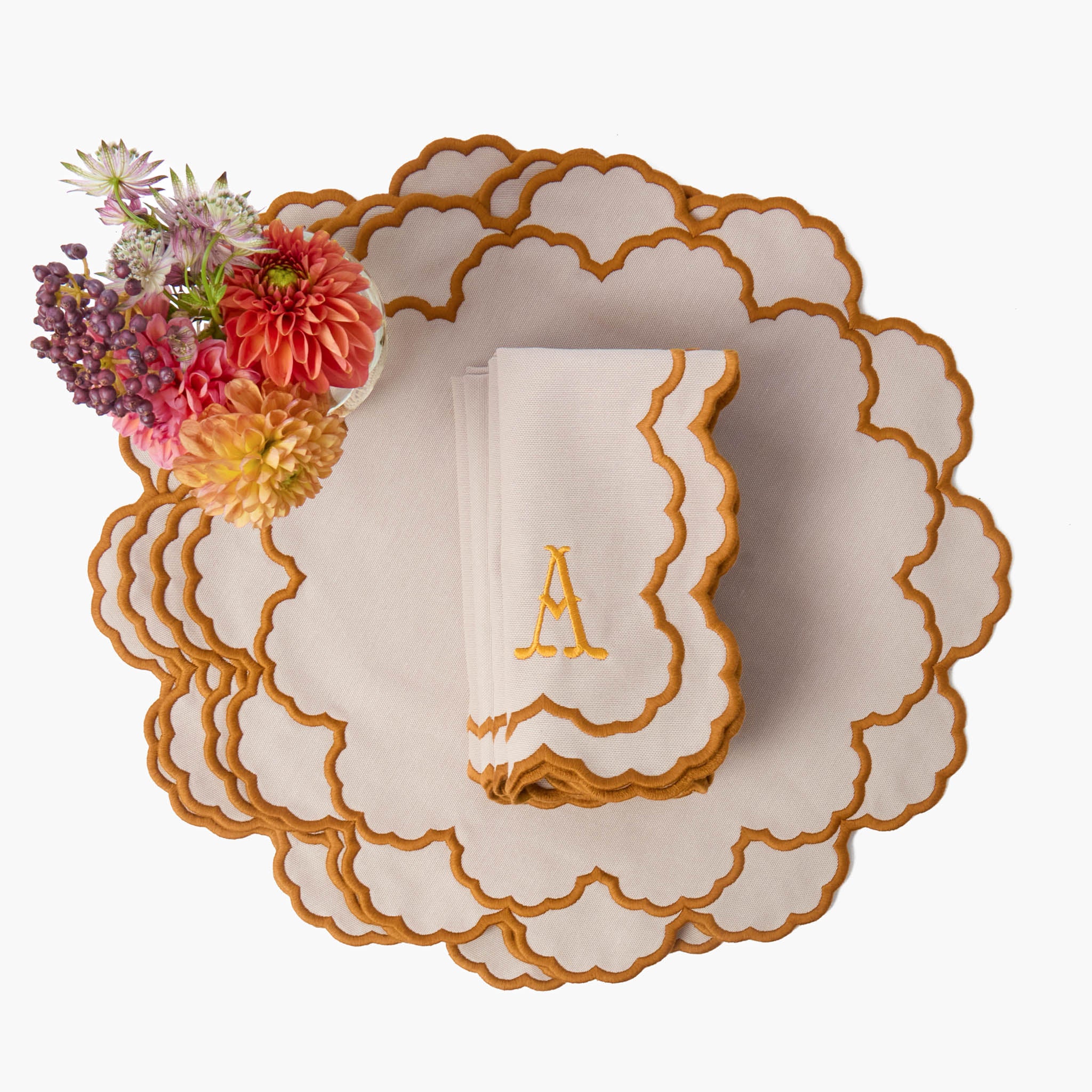 Lily Taupe & Mustard Napkins (Set of 4)