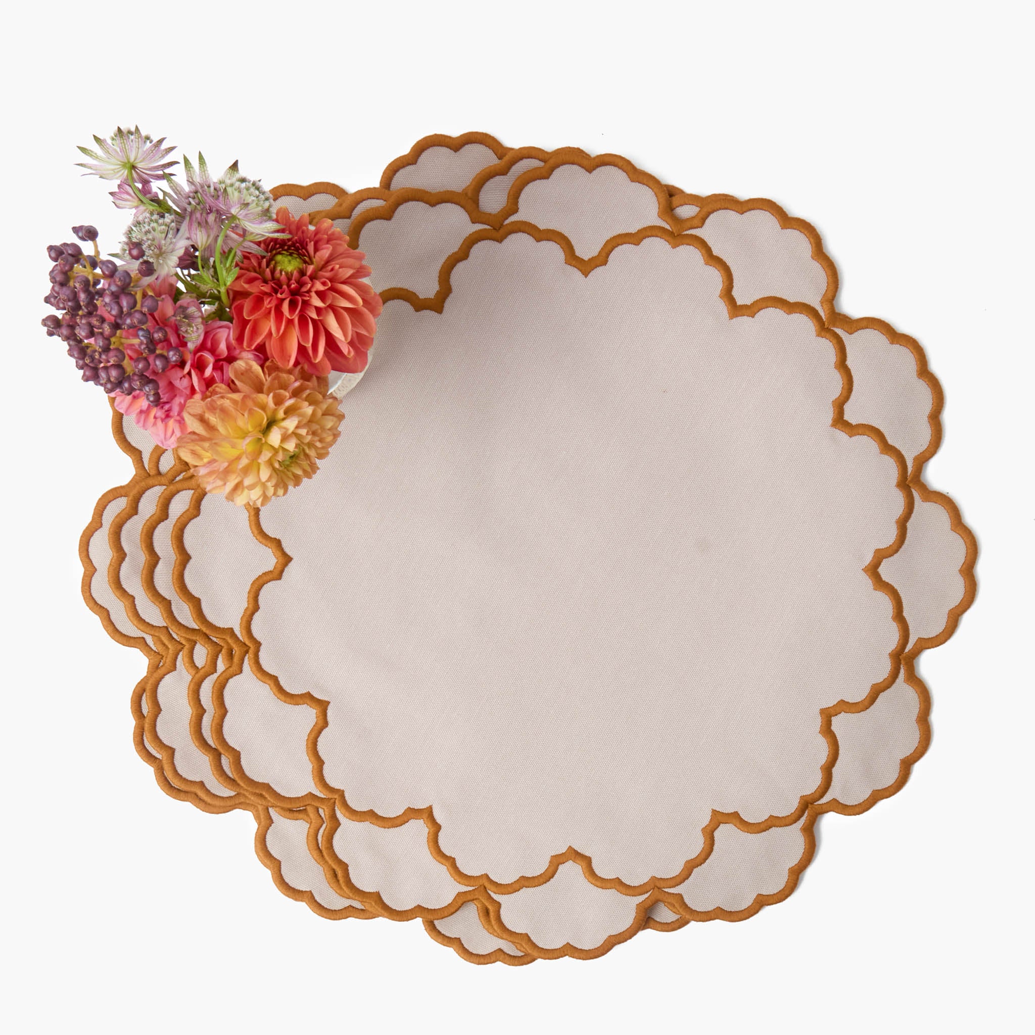 Lily Taupe & Mustard Placemats & Napkins (Set of 4)