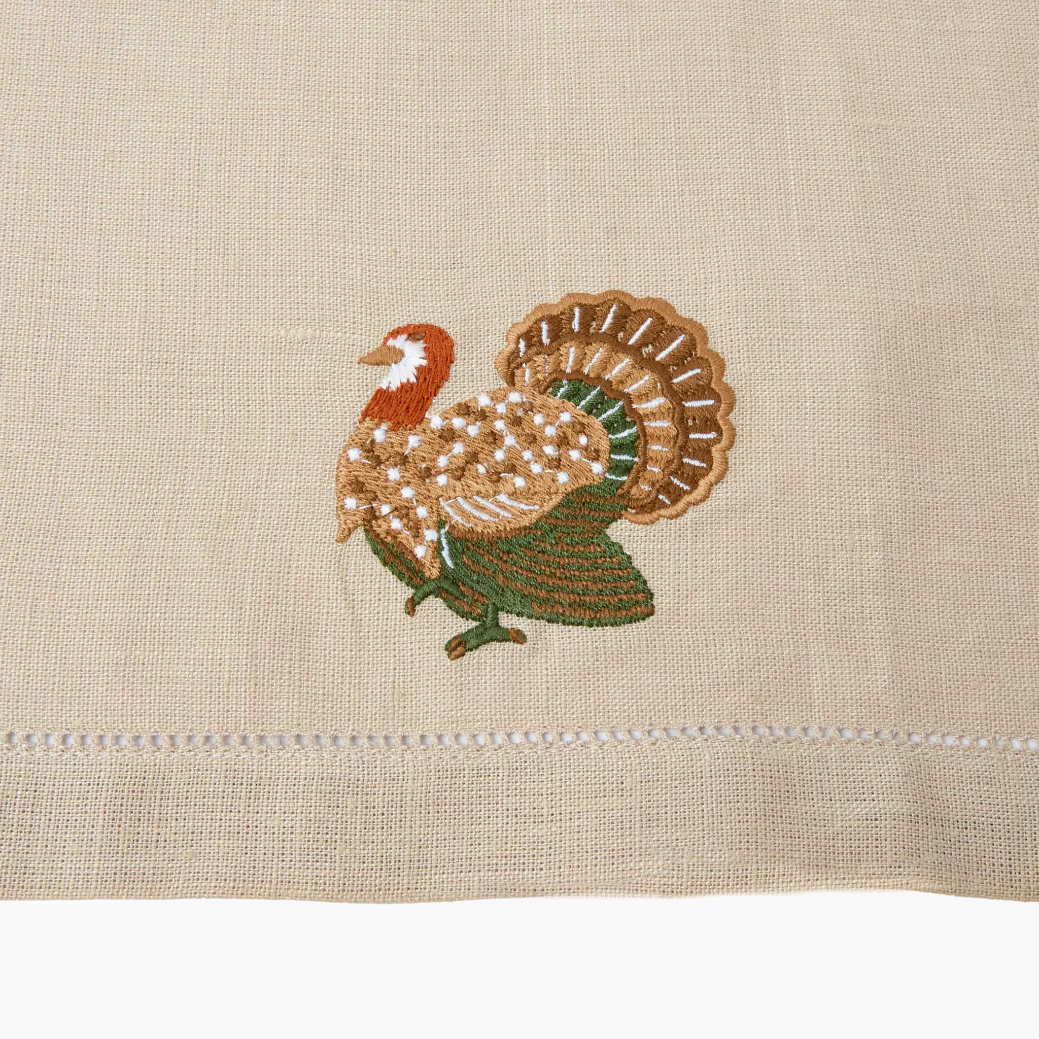 Taupe Embroidered Turkey Linen Napkins (Set of 4)