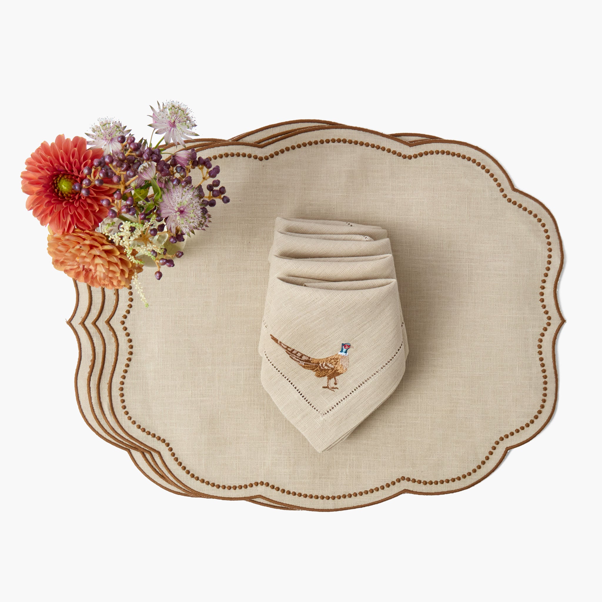 Eloise Taupe & Chocolate Linen Placemats (Set of 4)