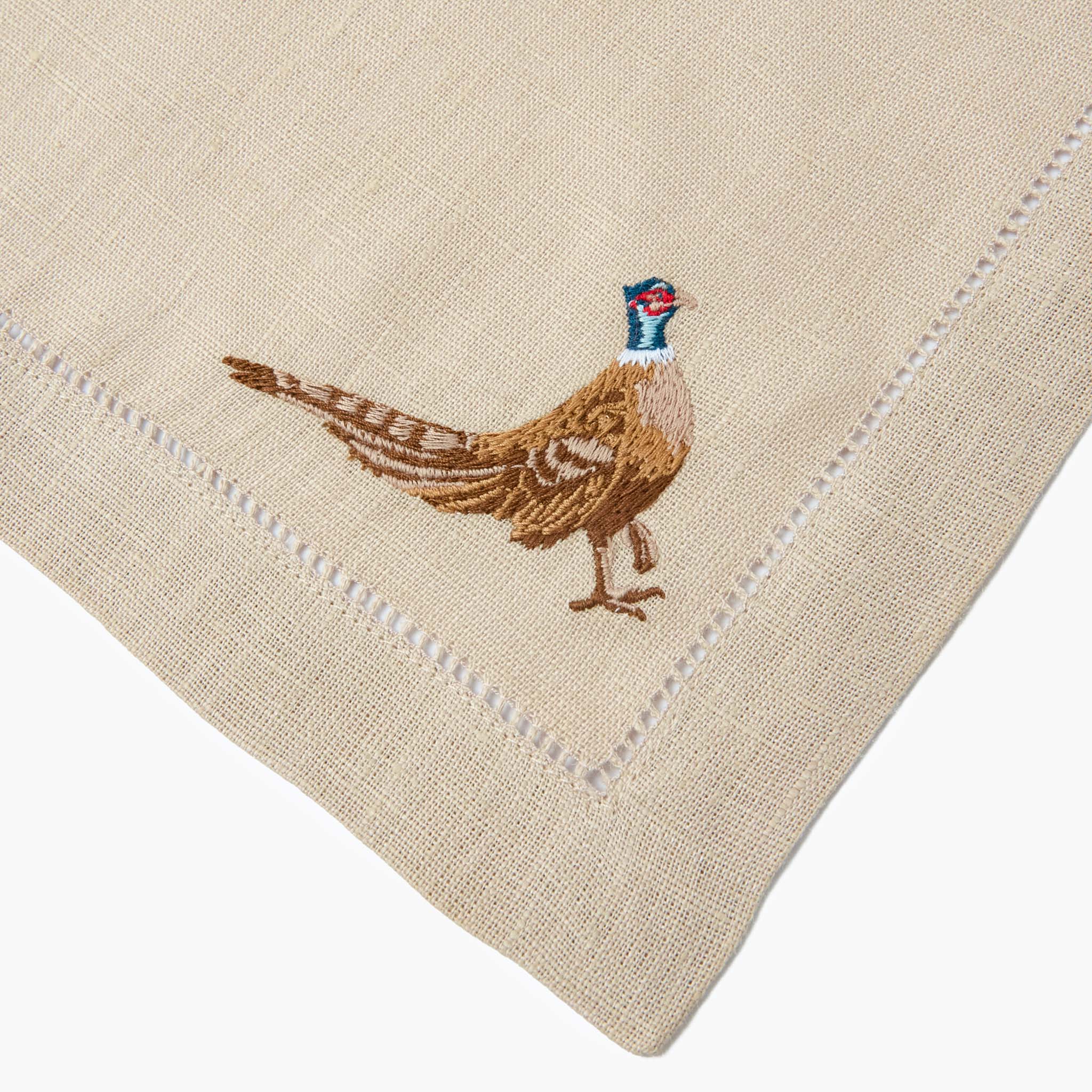 Eloise Taupe & Chocolate Linen Placemats & Pheasant Napkins (Set of 4)