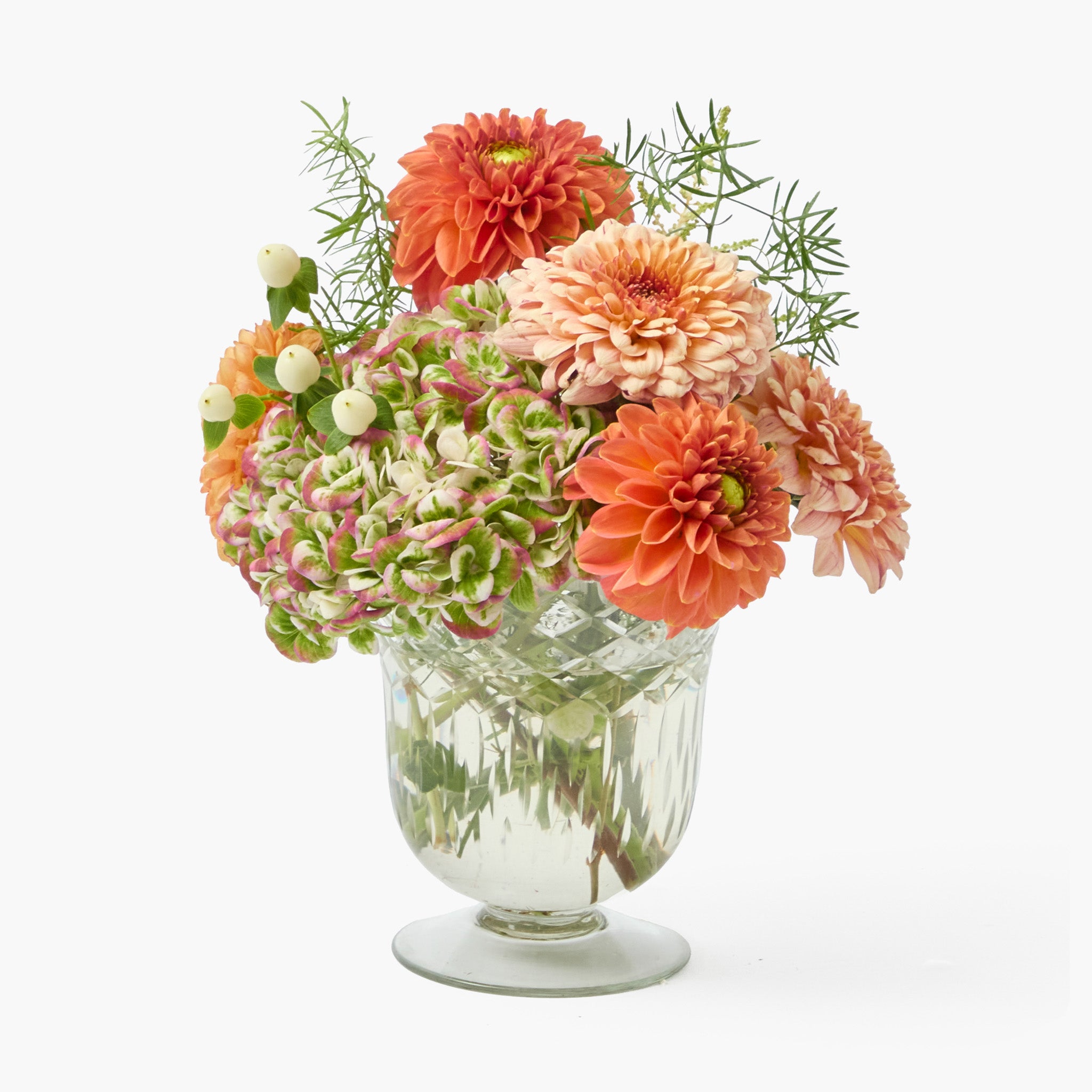 Scalloped Engraved Glass Vase