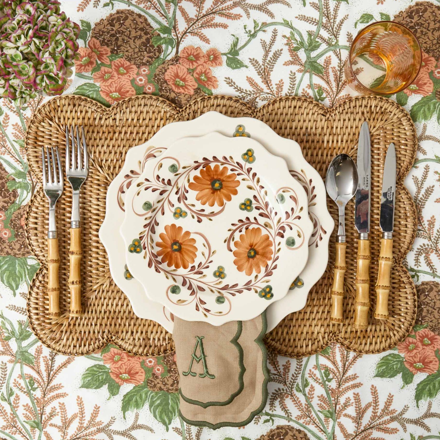 Rectangular Scalloped Rattan Placemats (Set of 4)