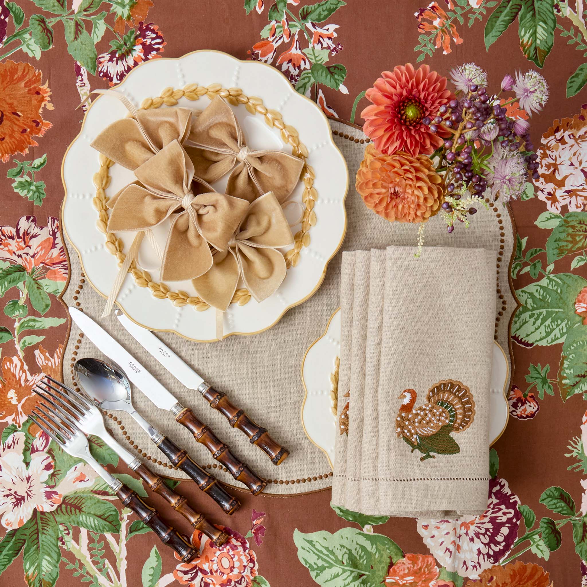 Oat Velvet Napkin Bows (Set of 4)