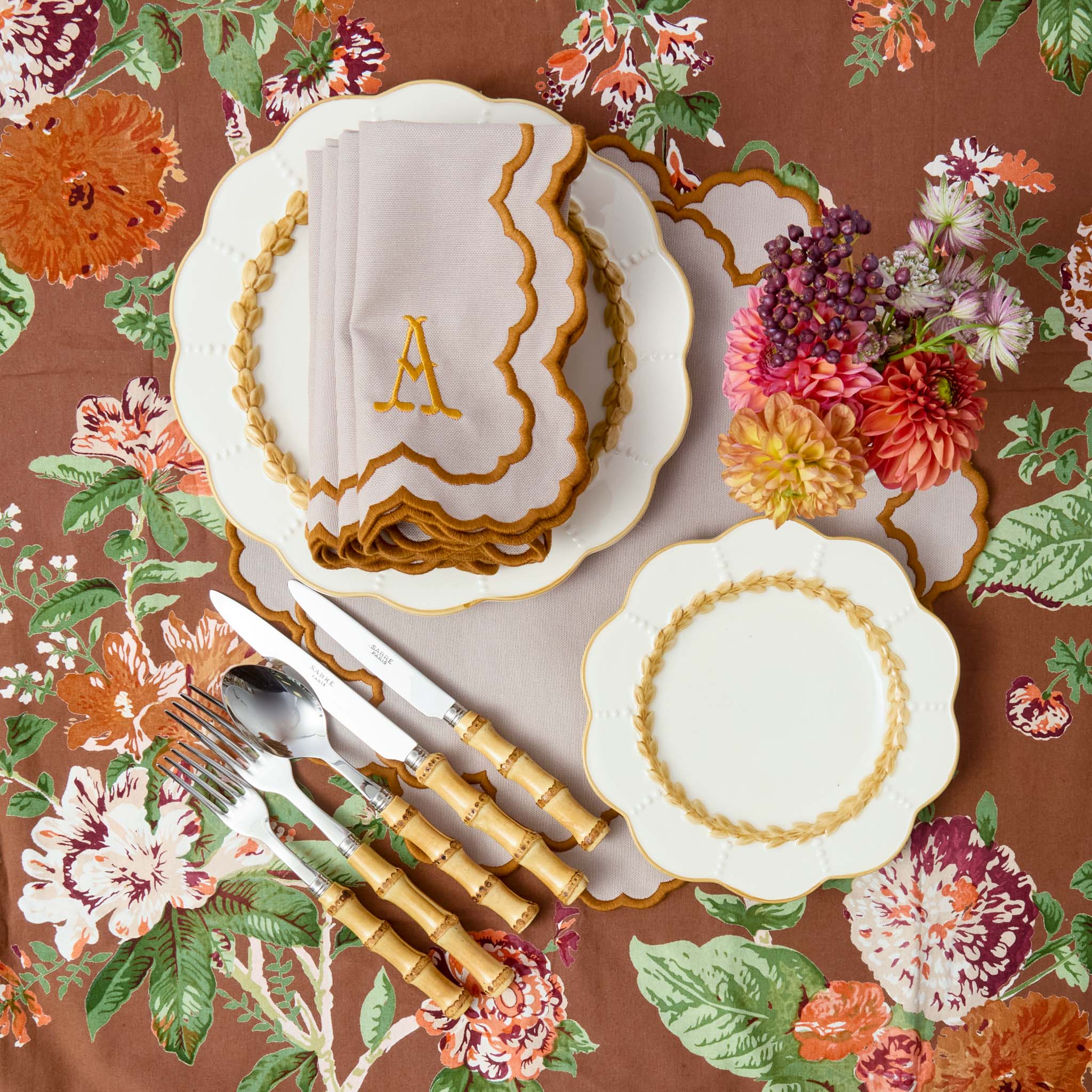 Lily Taupe & Mustard Placemats (Set of 4)