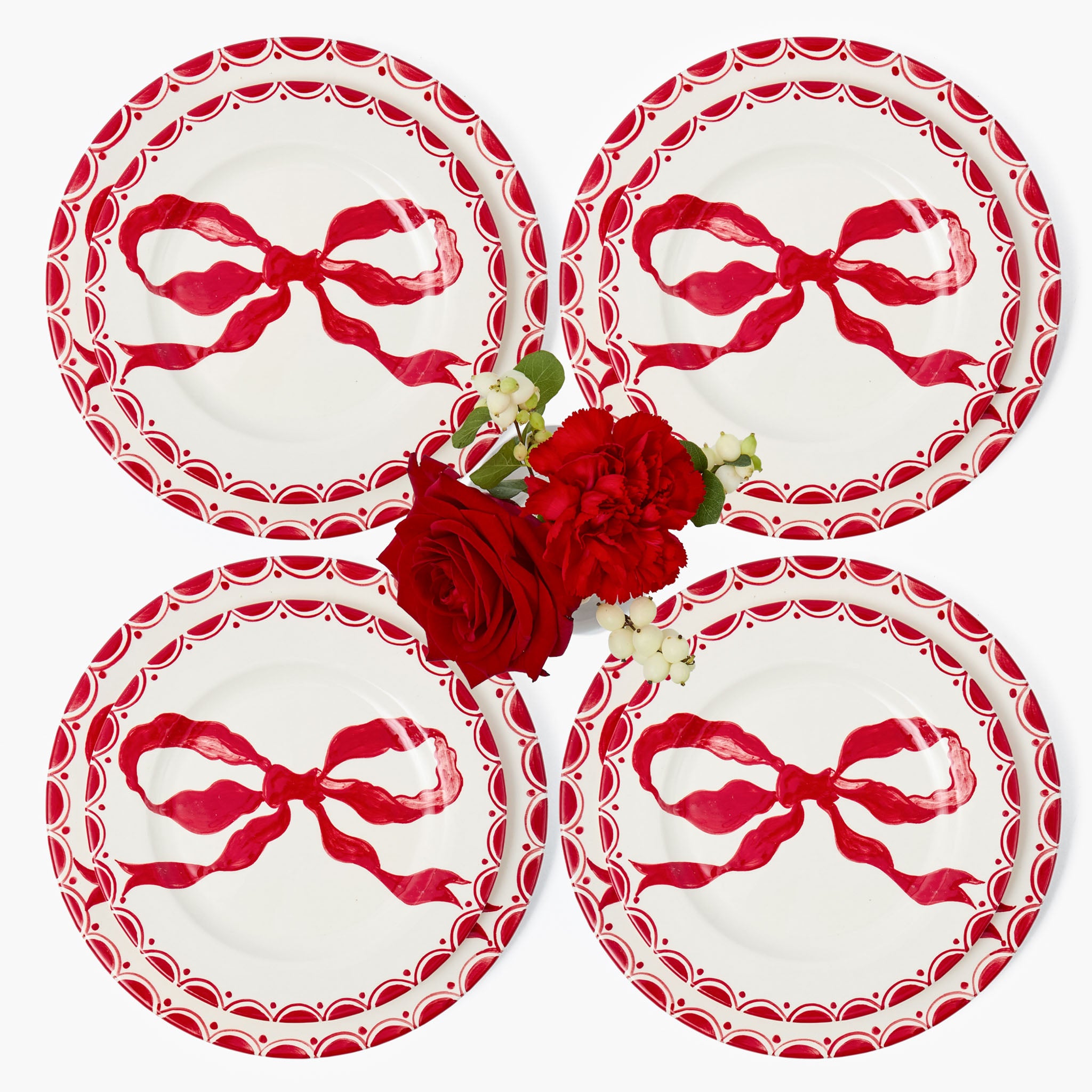 Marilyn Red Bow Dinner & Starter Plates (Set of 8)