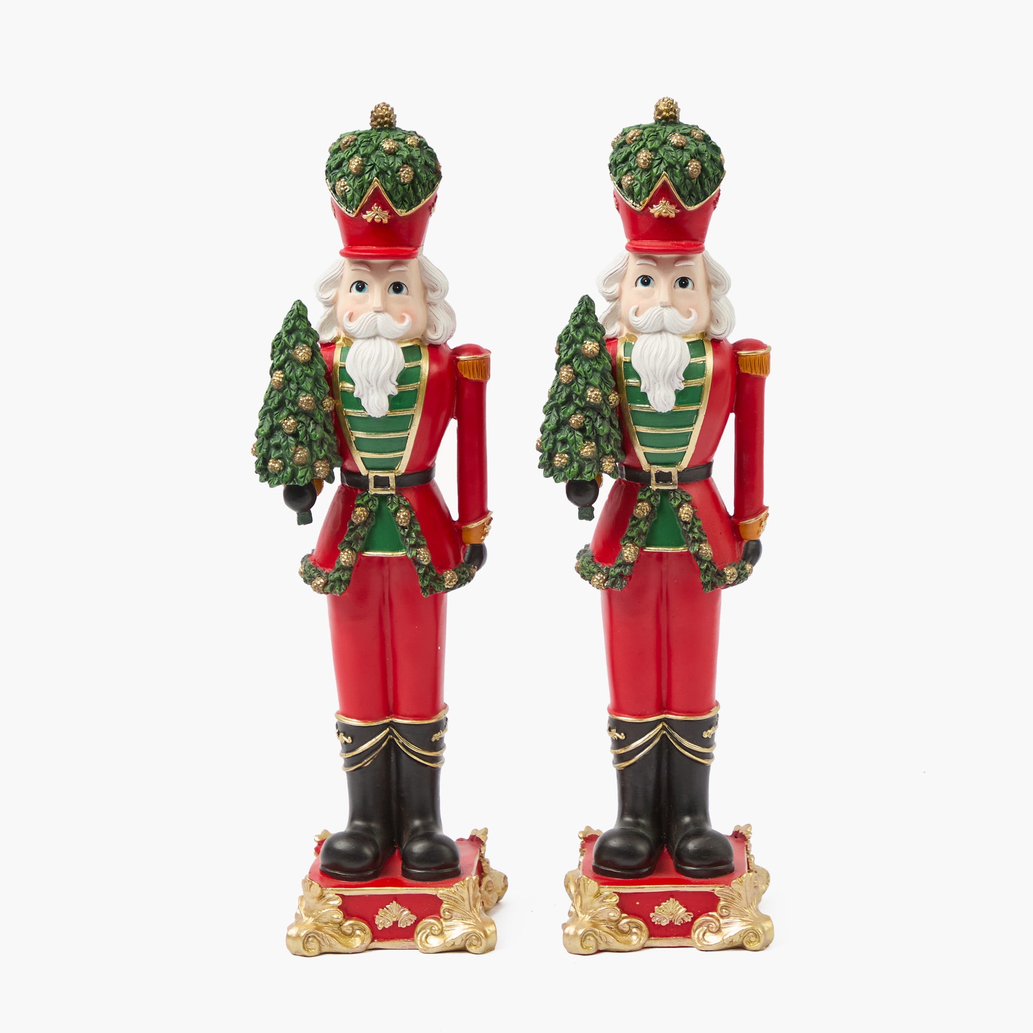 Large Christmas Nutcrackers with Trees (Pair)