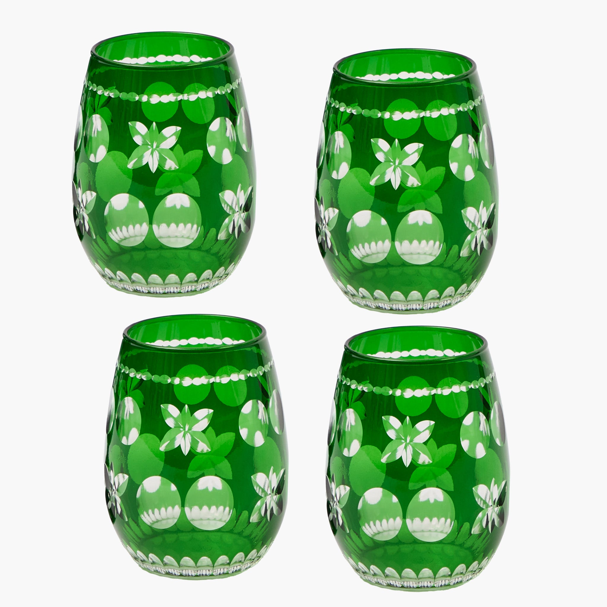 Emerald Anita Engraved Water Glass (Set of 4)