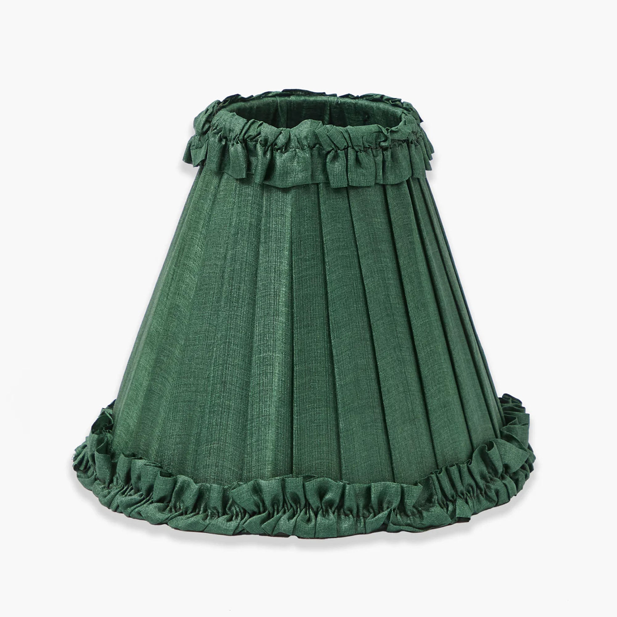 Forest Green Frilled Silk Lampshade (18cm)