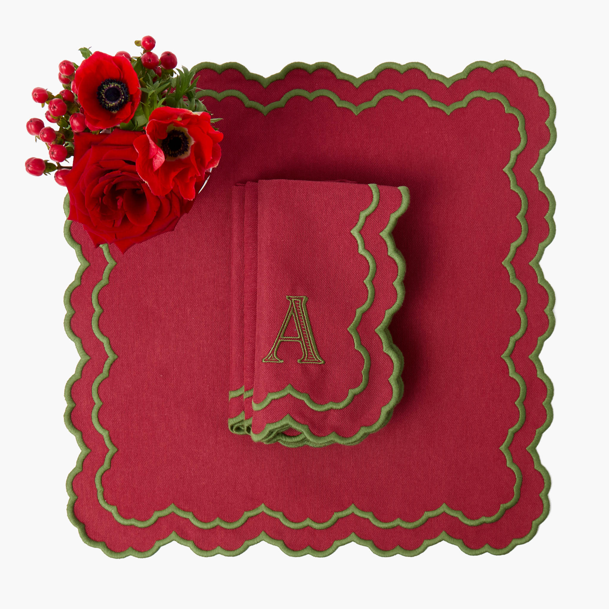 Lily Red & Green Napkins (Set of 4)