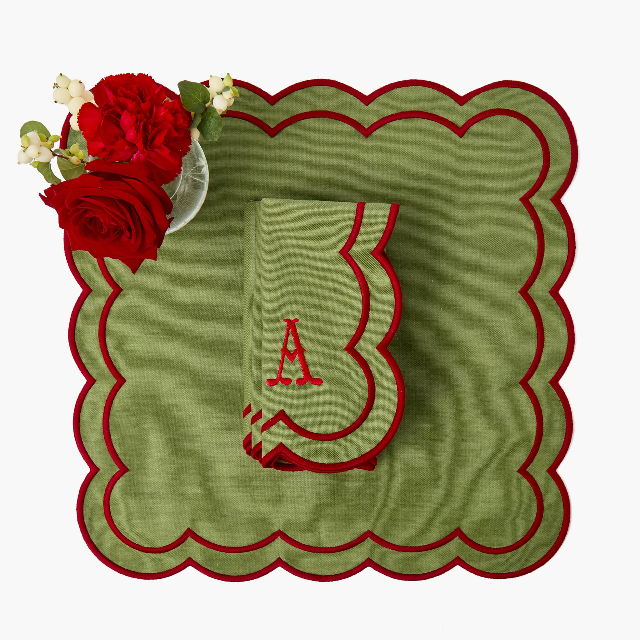 Green & Red Candycane Napkins (Set of 4)