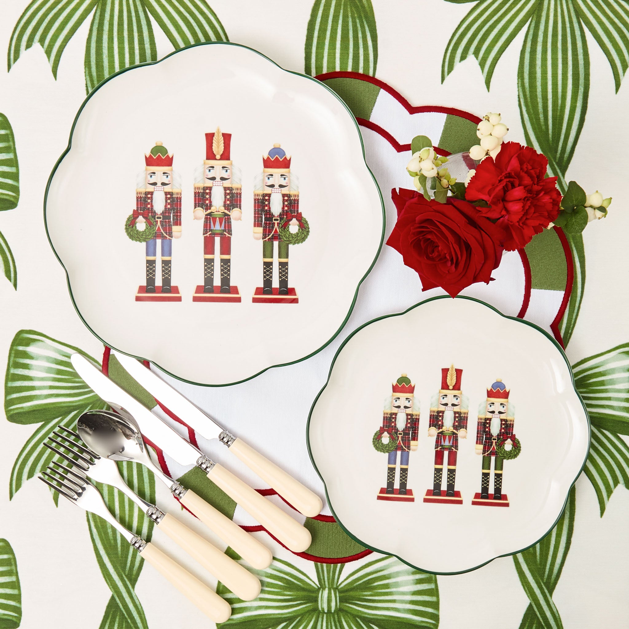 Green Bow Candycane Tablecloth