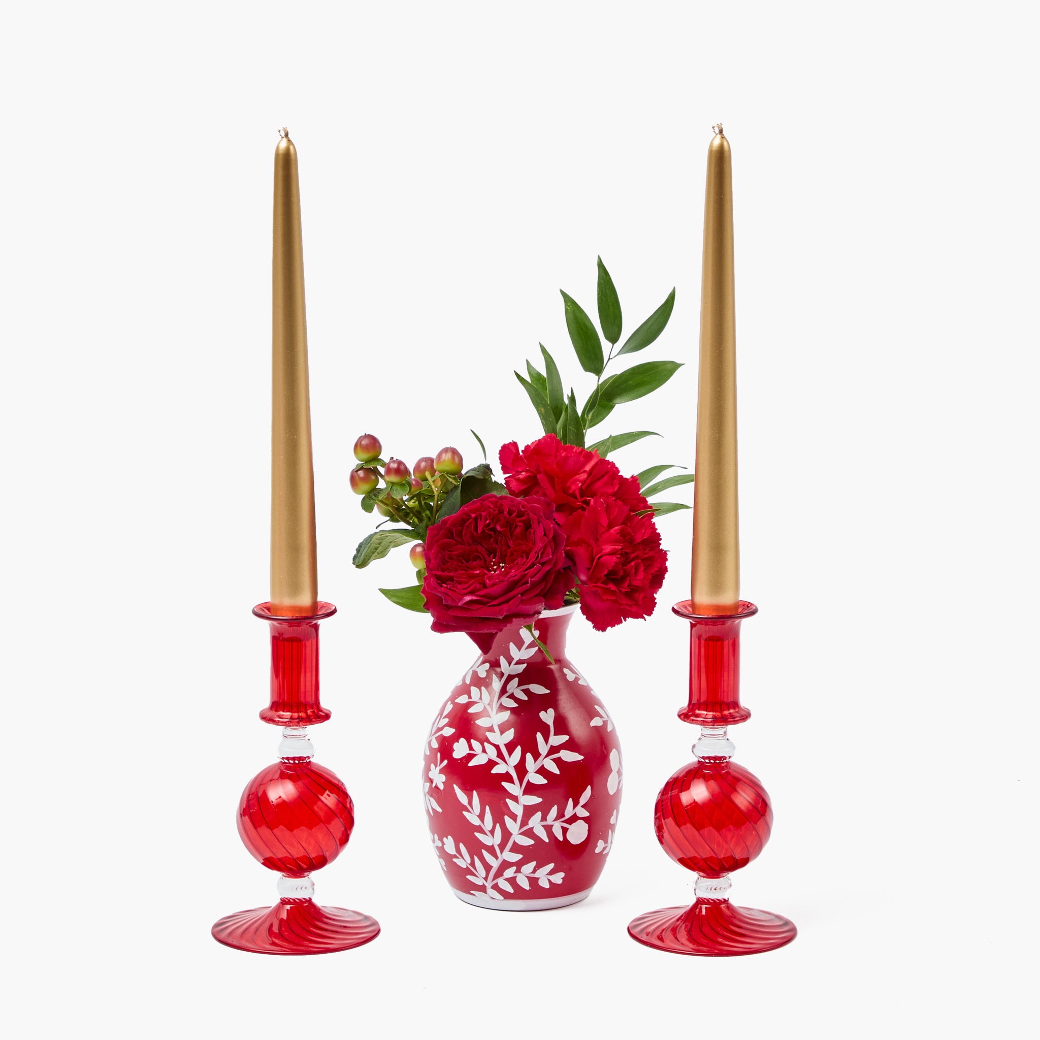 Small Camille Red Candle Holder (Pair)