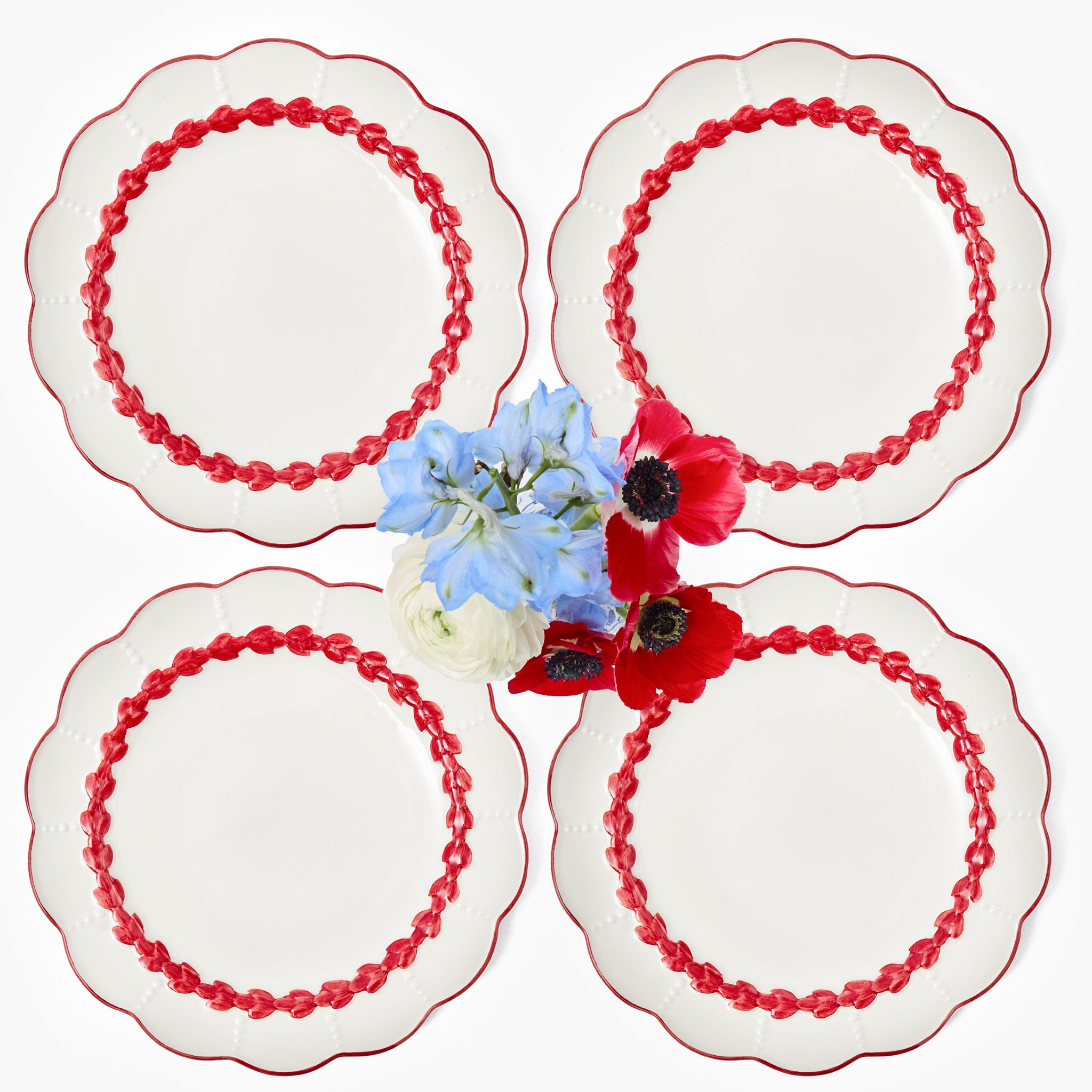 Red Laurel Dinner Plates (Set of 4)