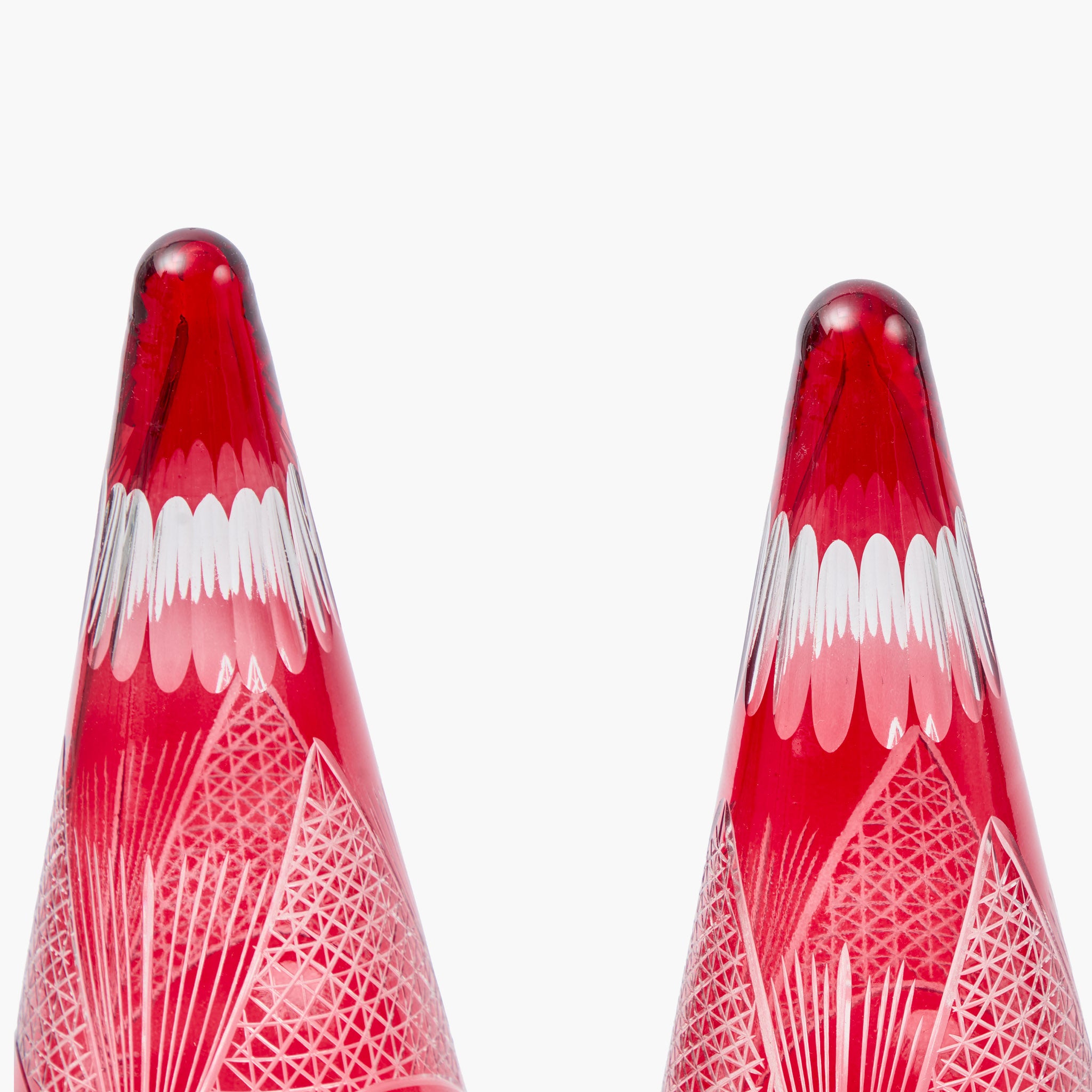 Red Glass Engraved Tree (Pair)