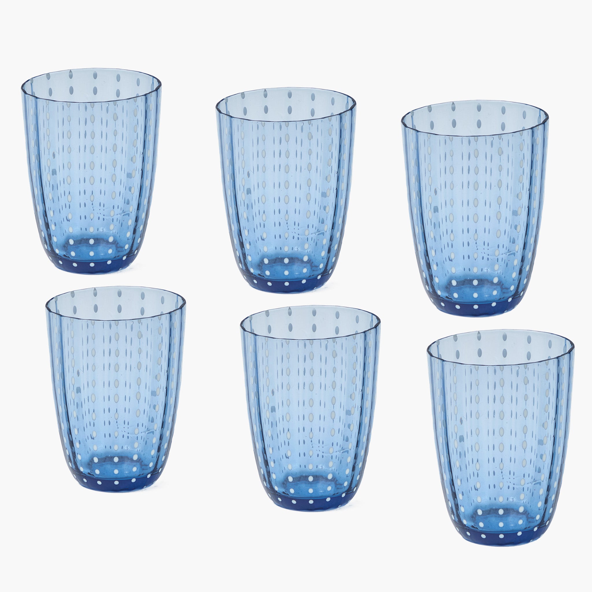 Blue Speckle Water Glasses (Set of 6)