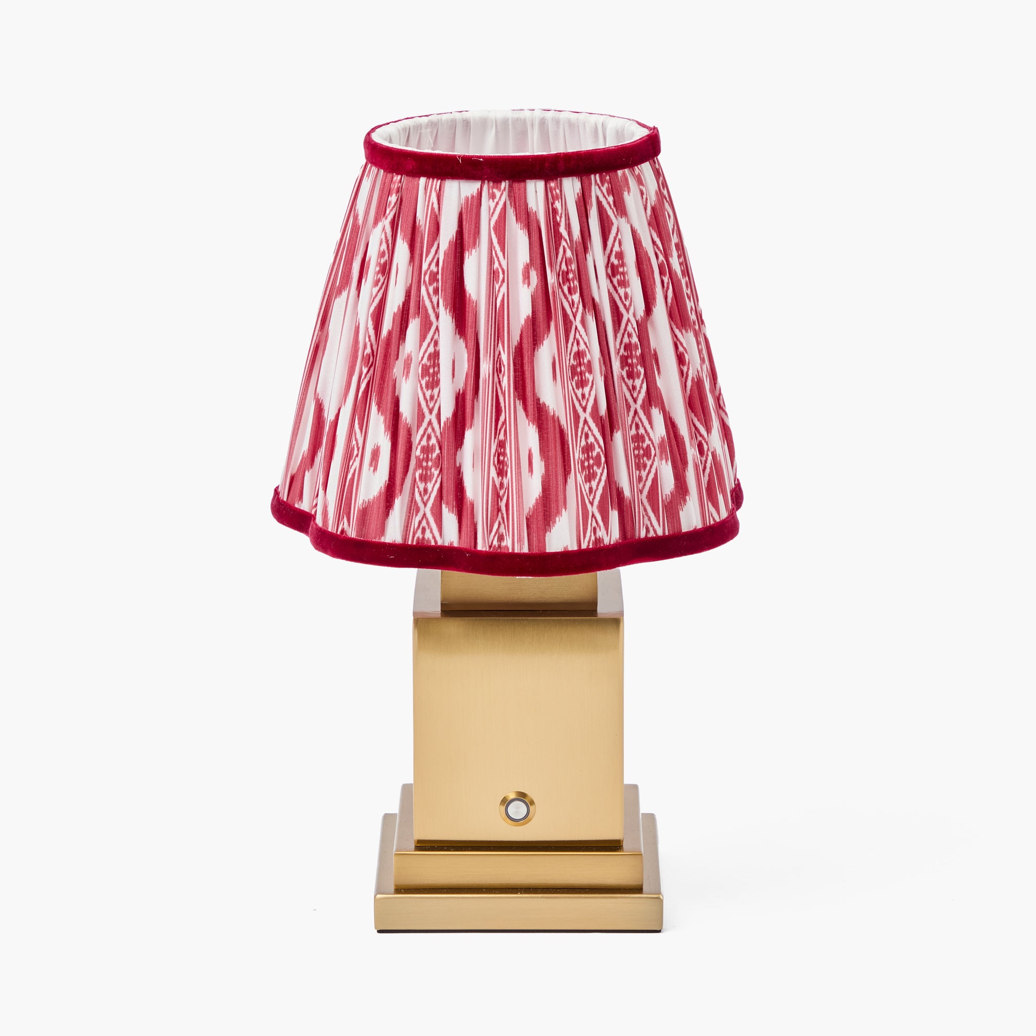 Square Rechargeable Lamp with Red Ikat Shade (18cm)