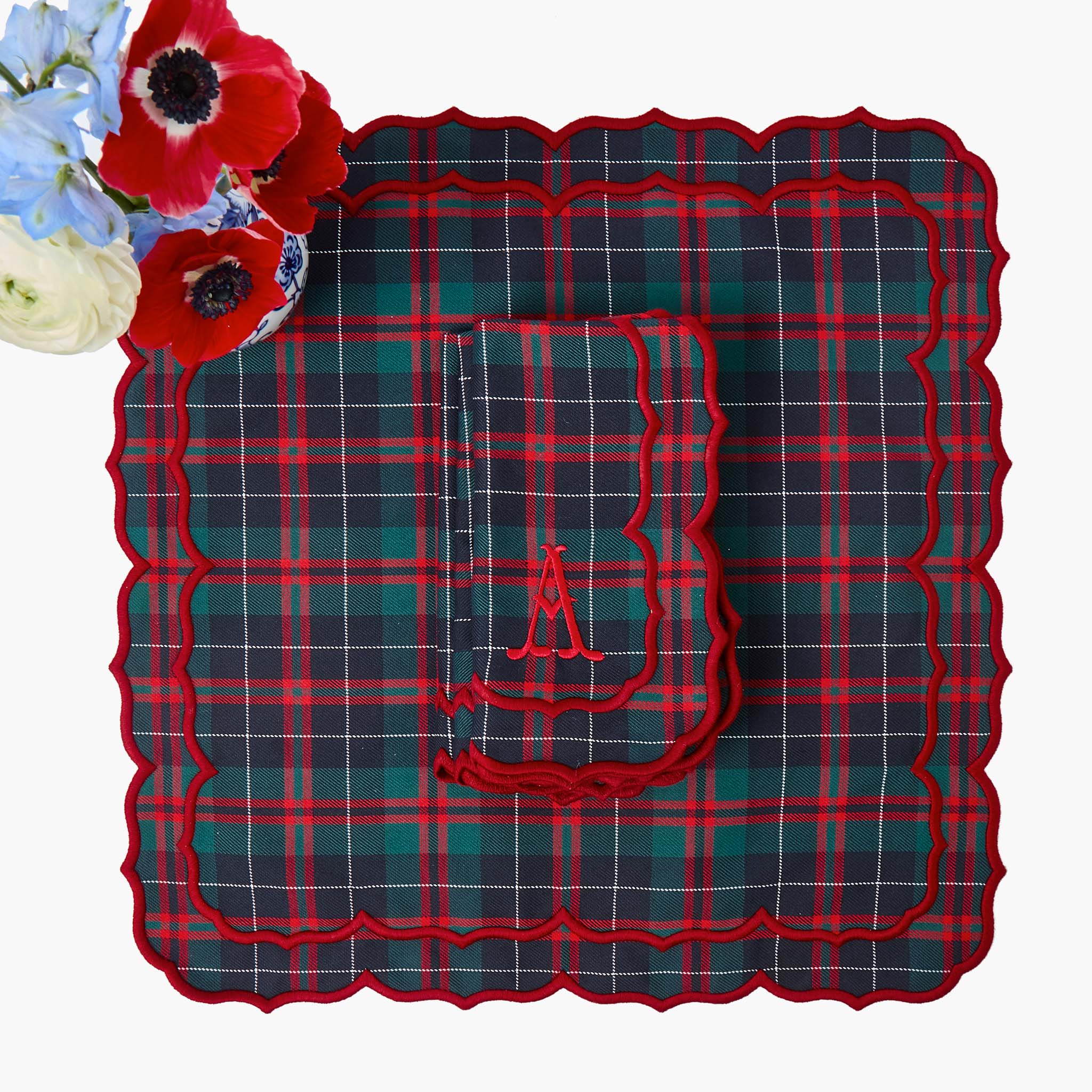 Sylvia Red & Blue Tartan Napkins (Set of 4)