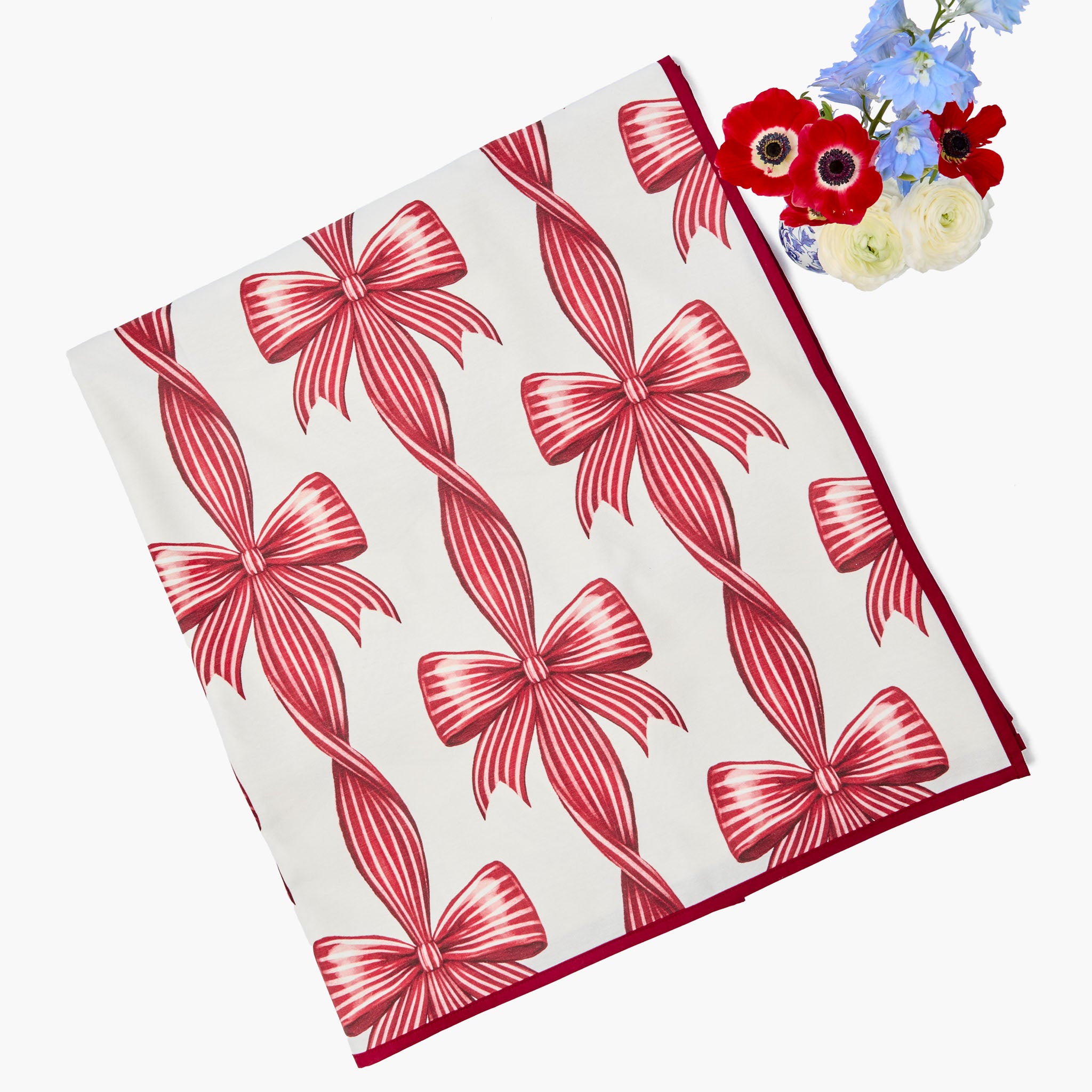 Red Bow Candycane Tablecloth