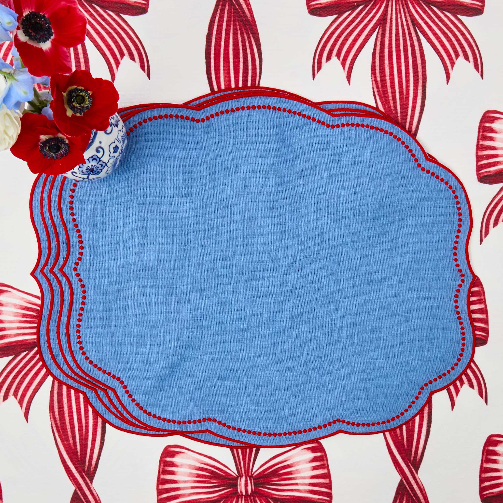 Eloise Blue & Red Placemats (Set of 4)