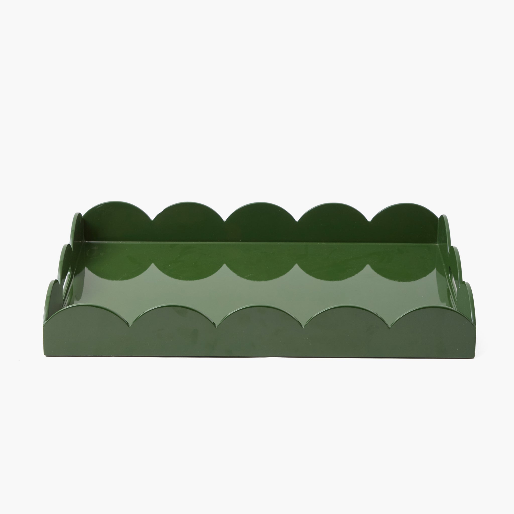 Large Olive Scalloped Lacquer Tray