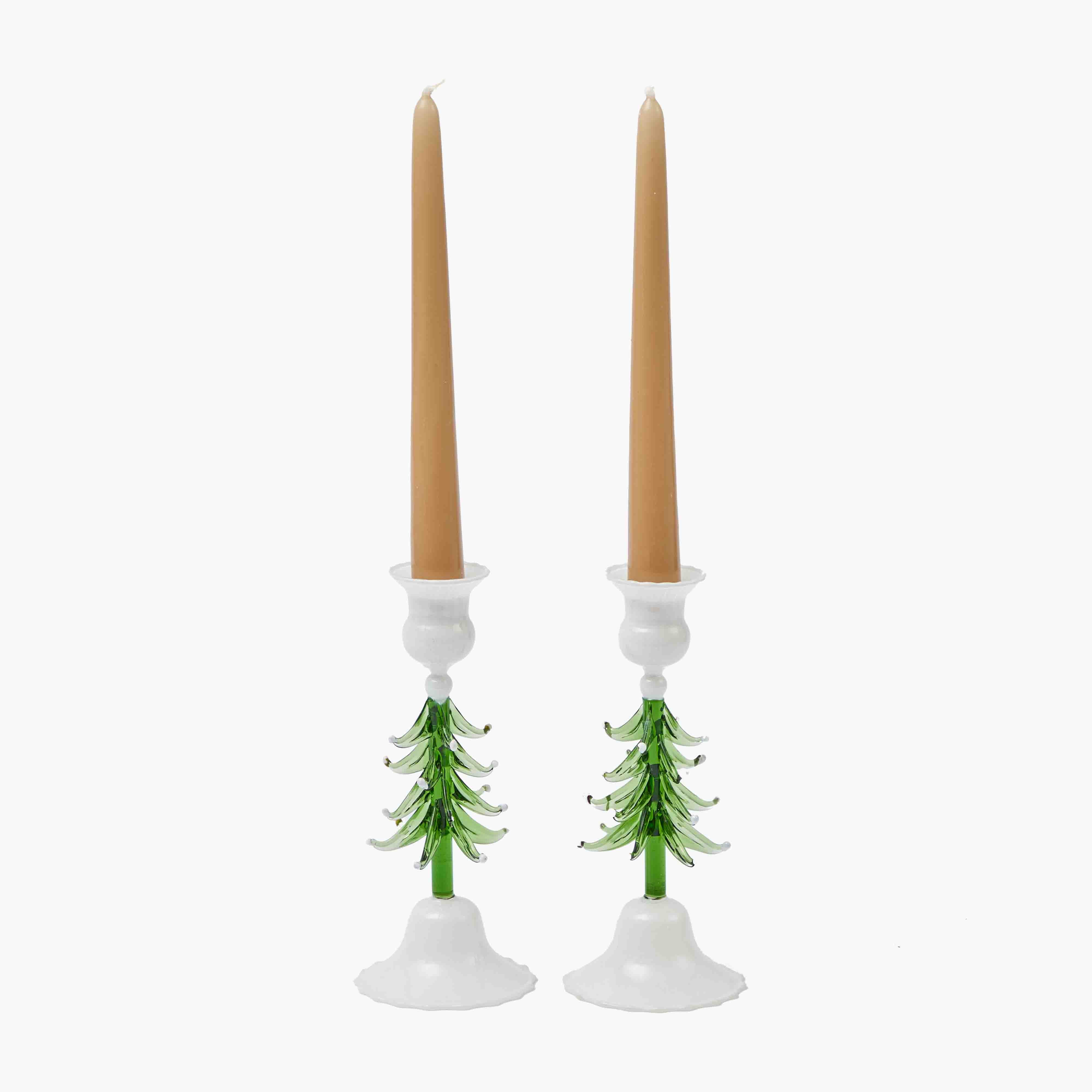 Christmas Tree Glass Candle Holder (Pair)
