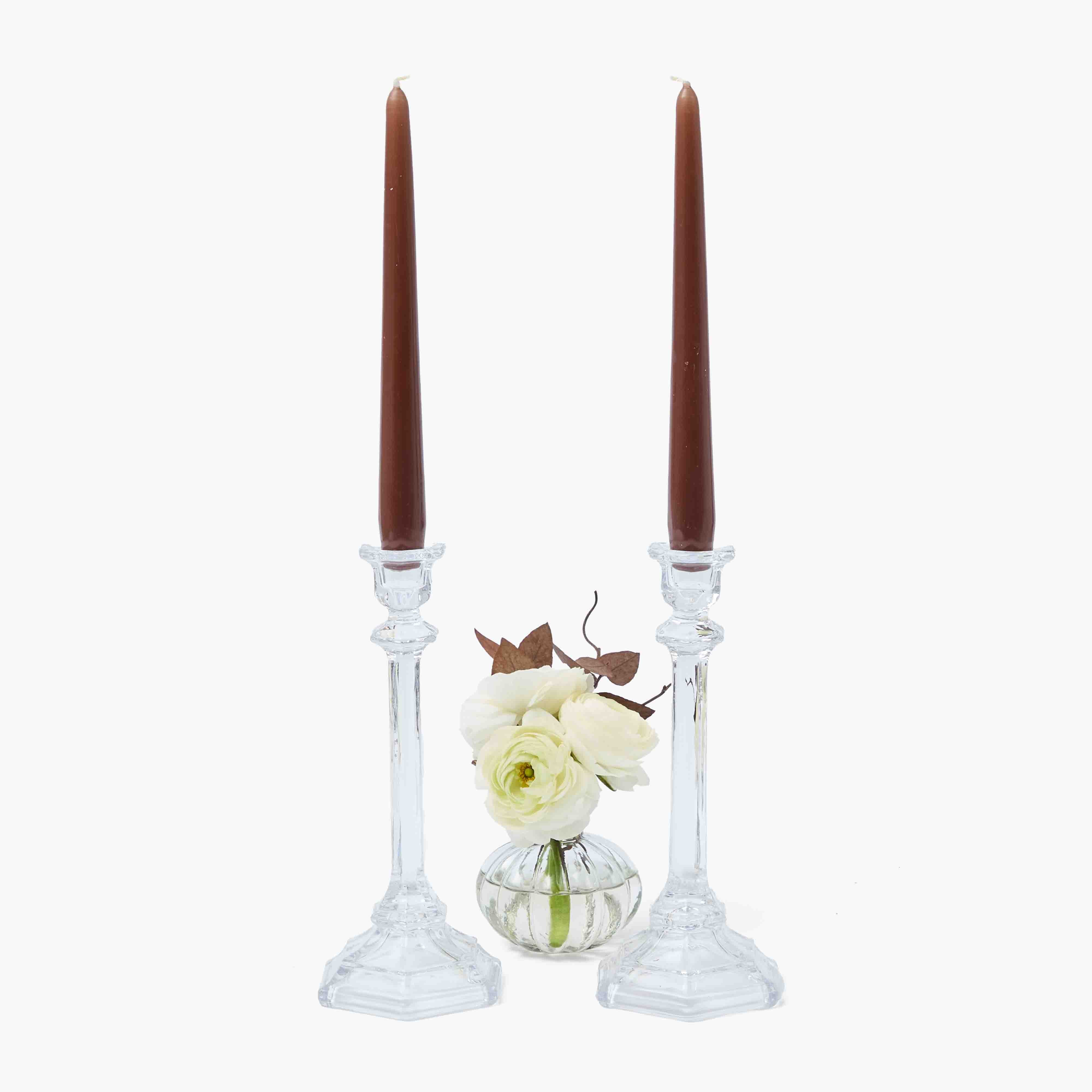 Glass Column Candle Holders (Pair)