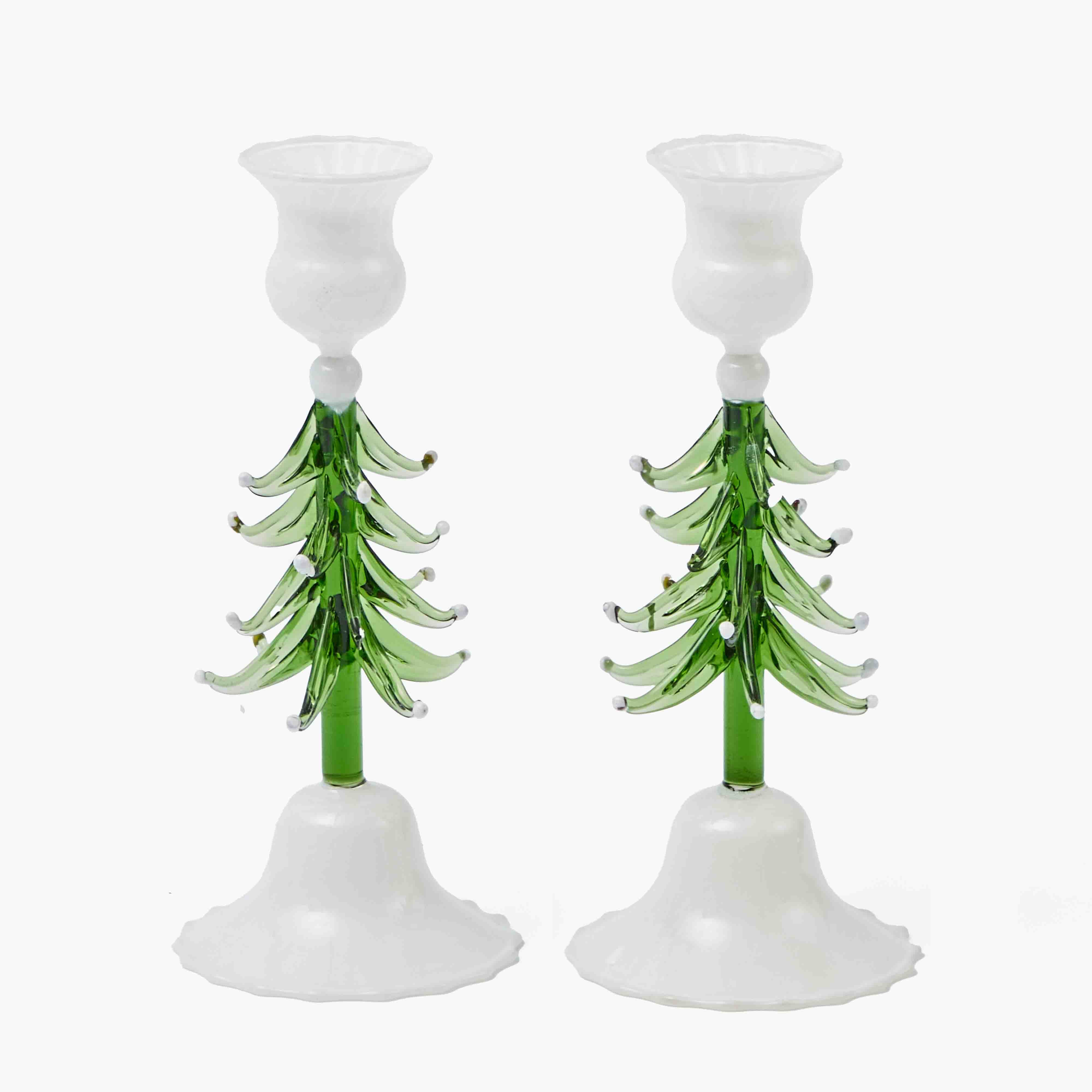 Christmas Tree Glass Candle Holder (Pair)