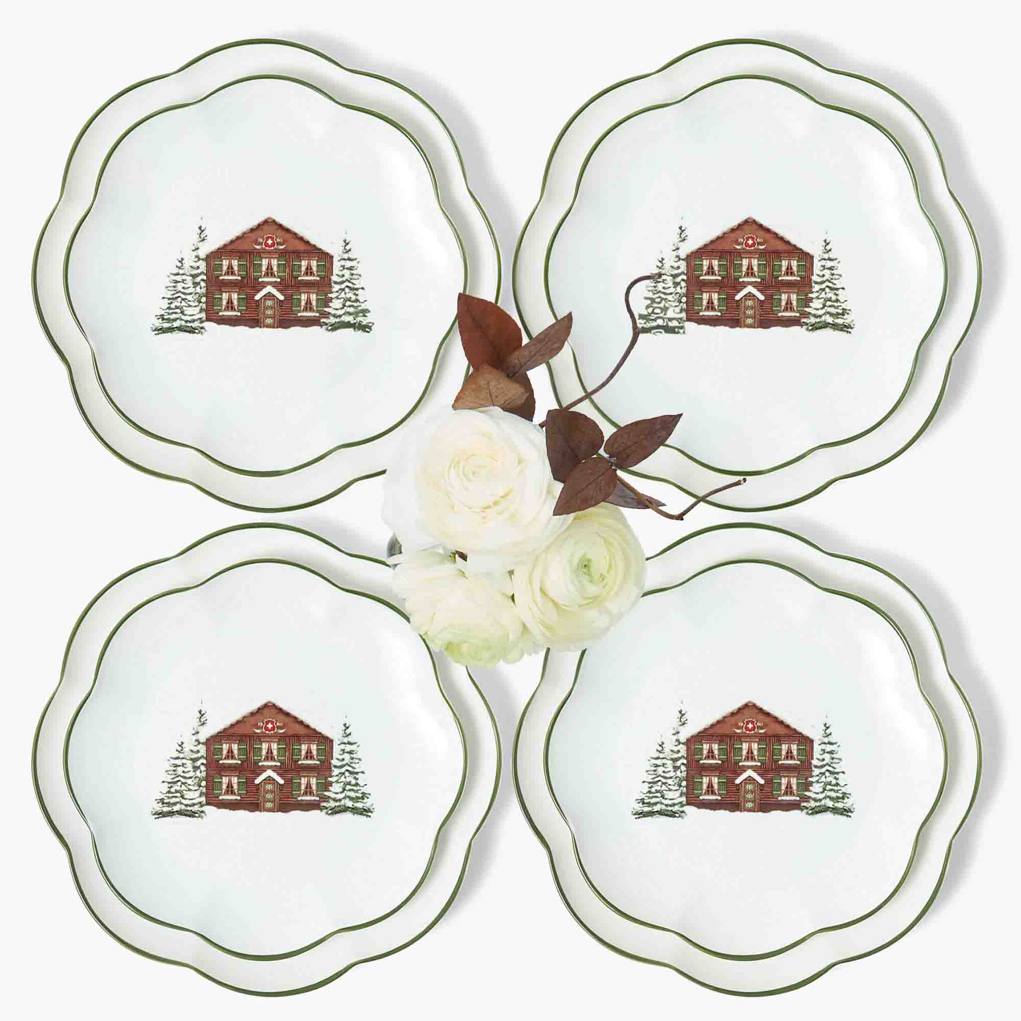 Alpine Chalet Dinner & Starter Plates (Set of 8)