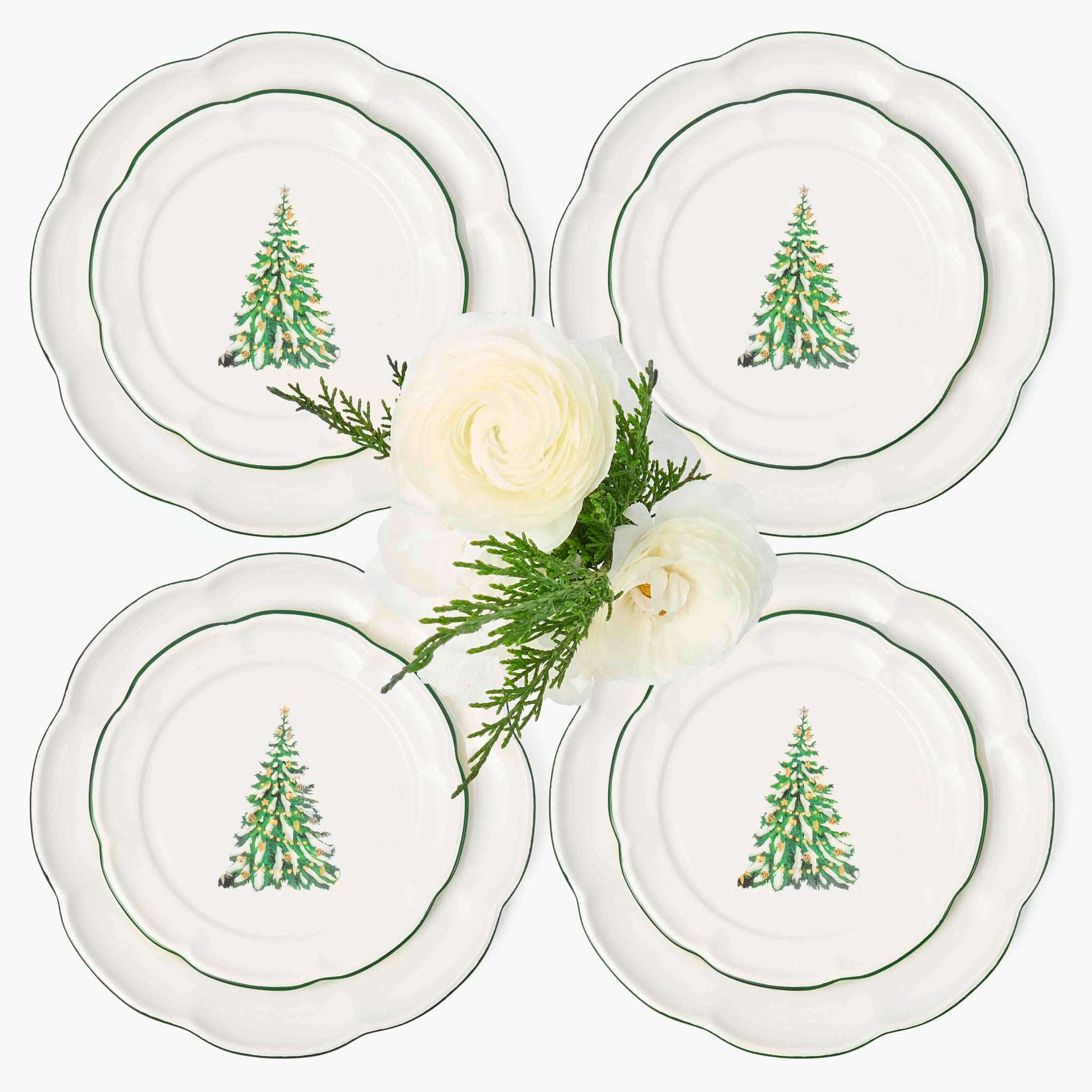 Christmas Tree Dinner & Starter Plates (Set of 8)