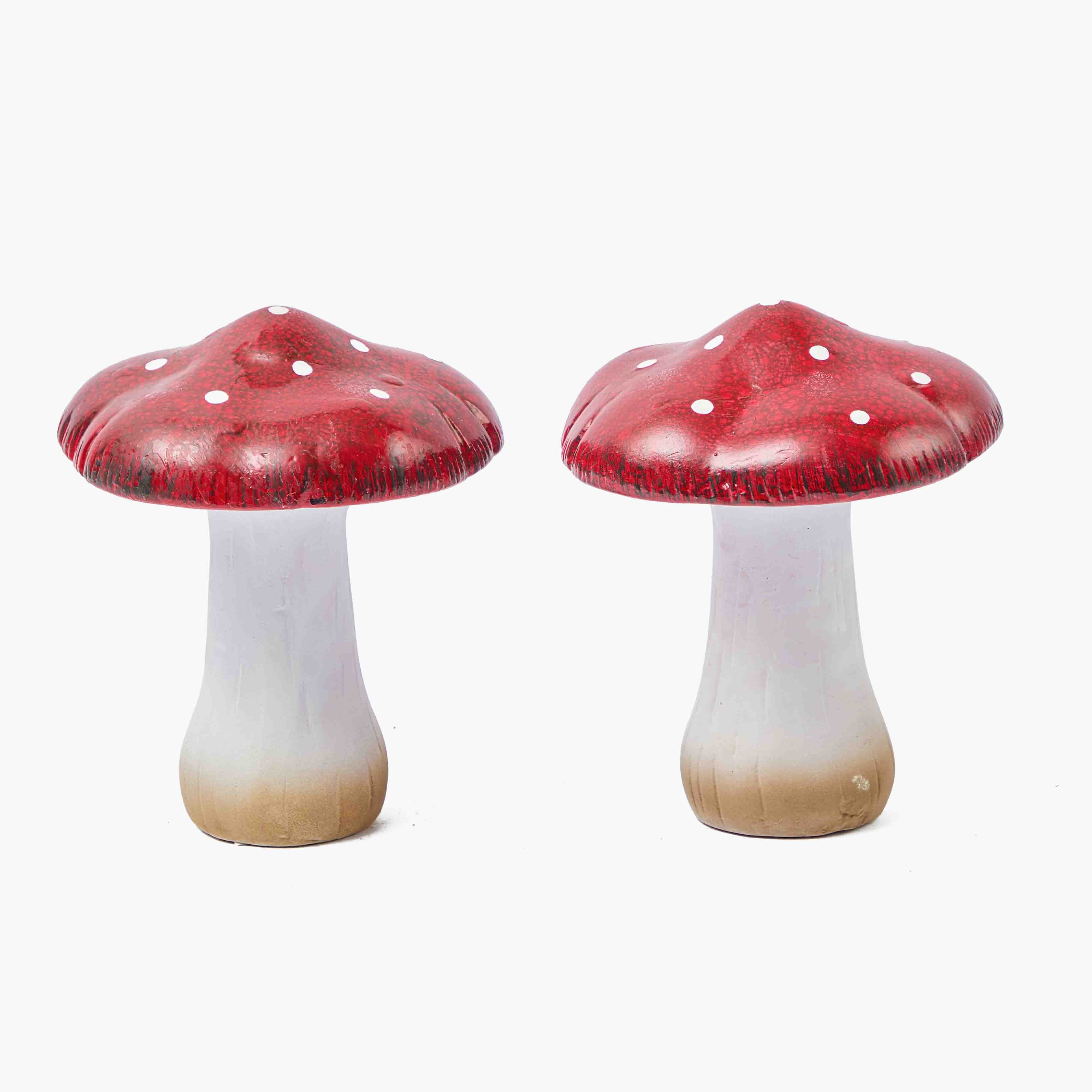 Red Ceramic Mushroom (Pair)
