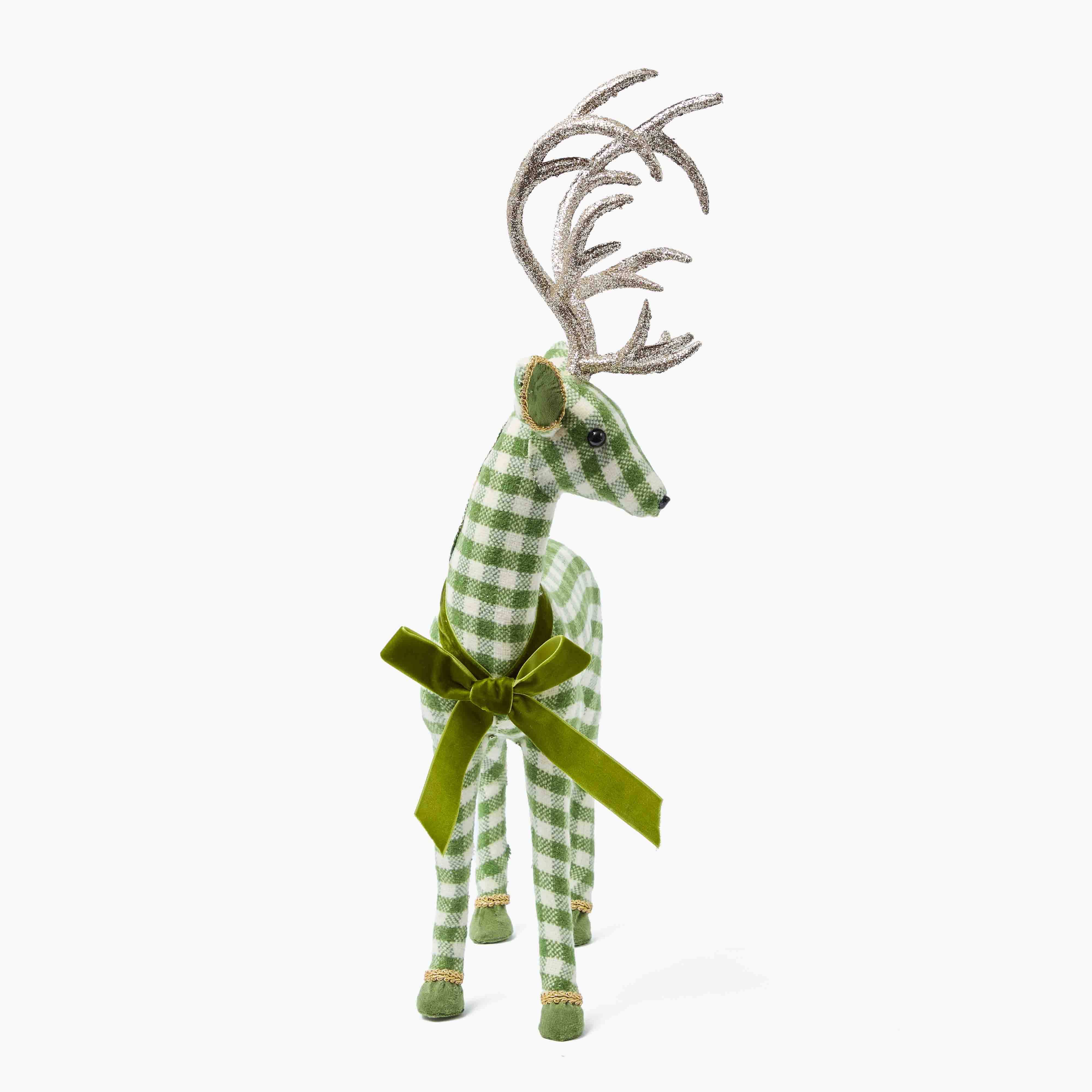 Green Gingham Deers (Pair)