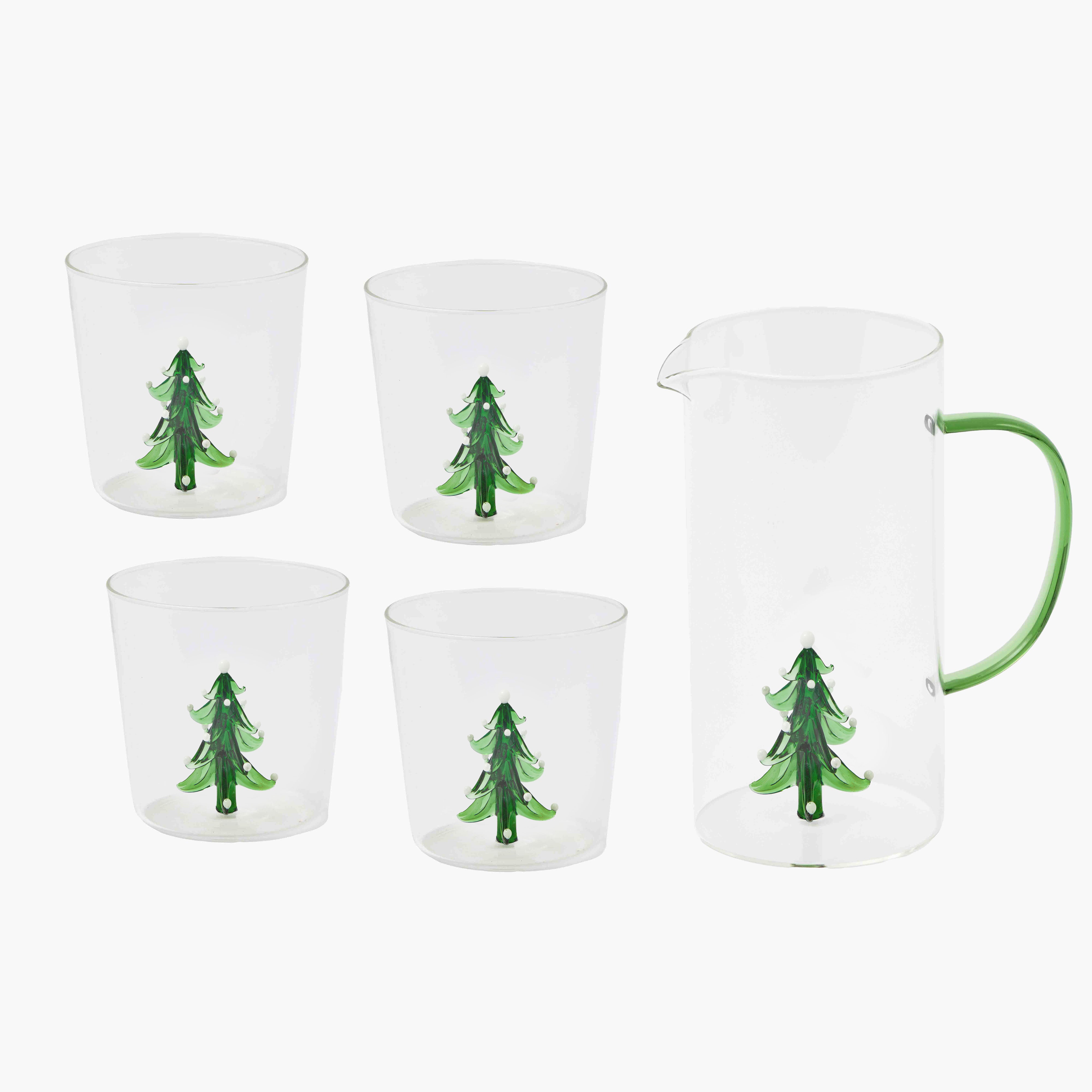Christmas Tree Jug and Glasses (Set of 4)