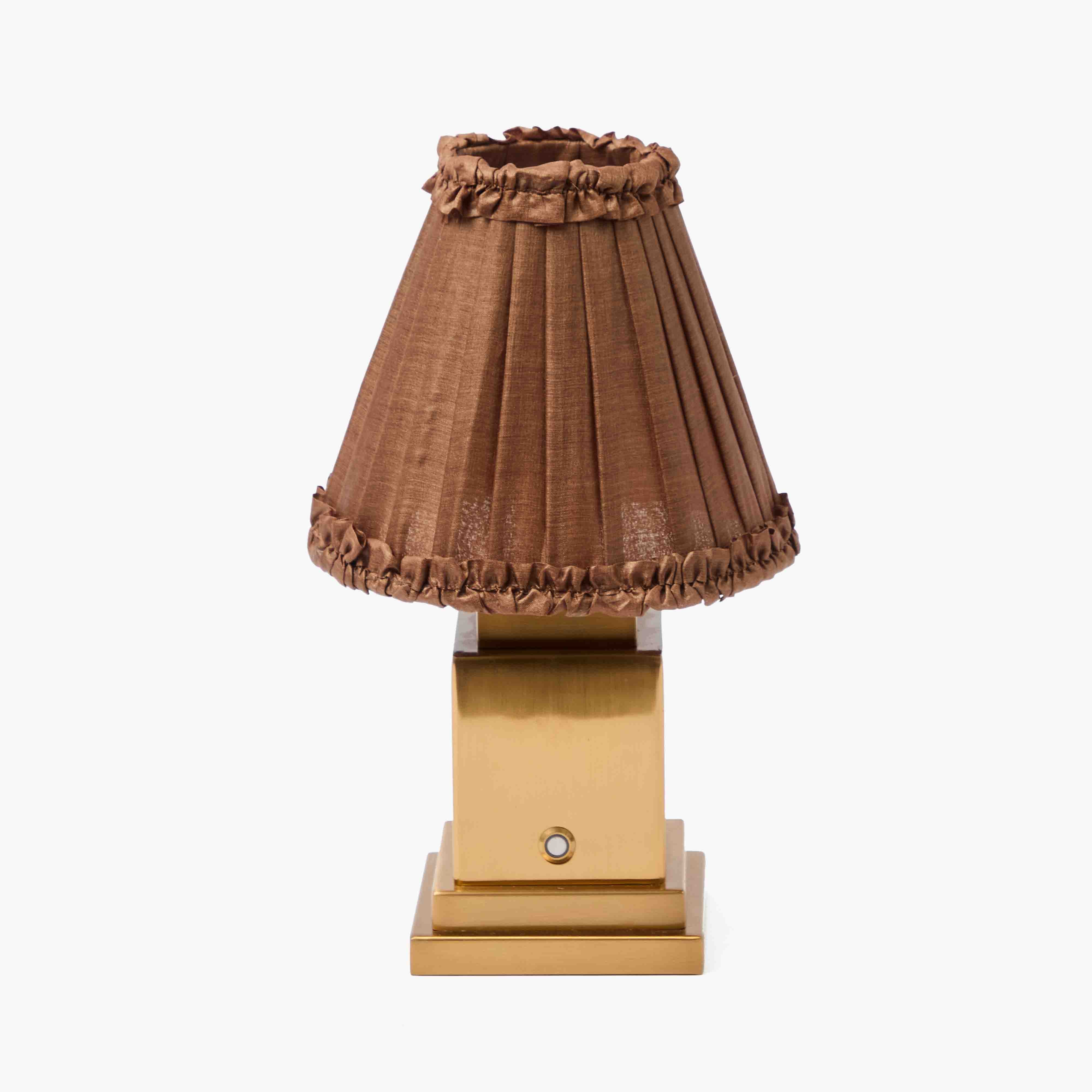 Brown Frilled Silk Lampshade (18cm)