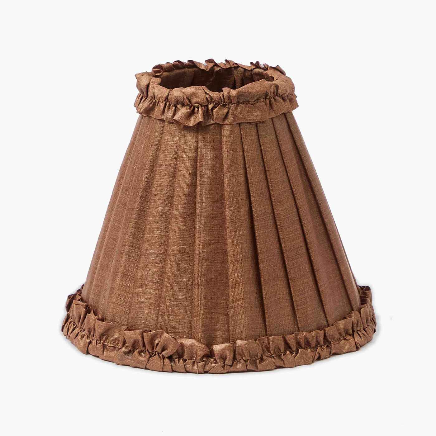 Brown Frilled Silk Lampshade (18cm)